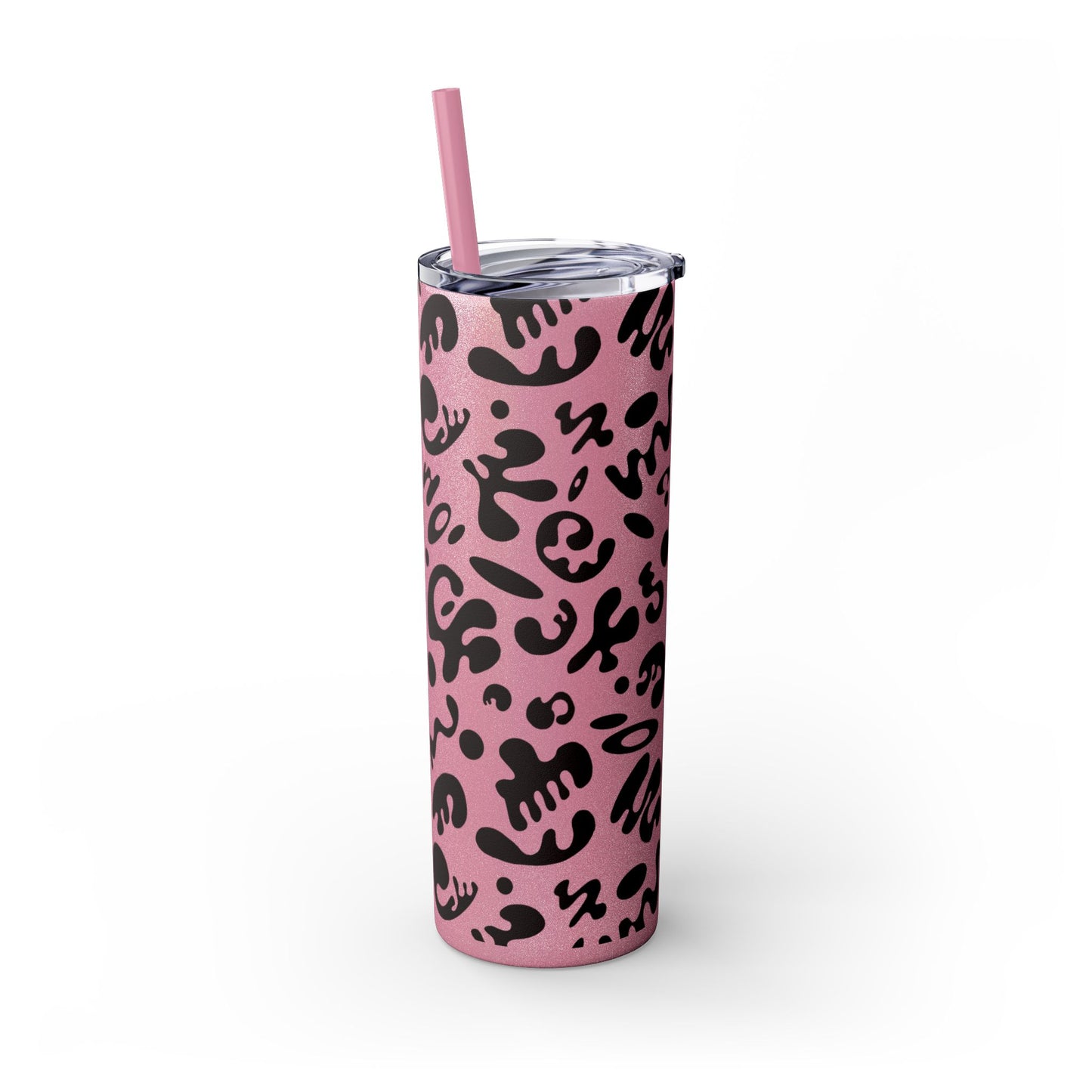 NOURISH'D SKINNY COLOR TUMBLER w Straw - Smoke Black Print