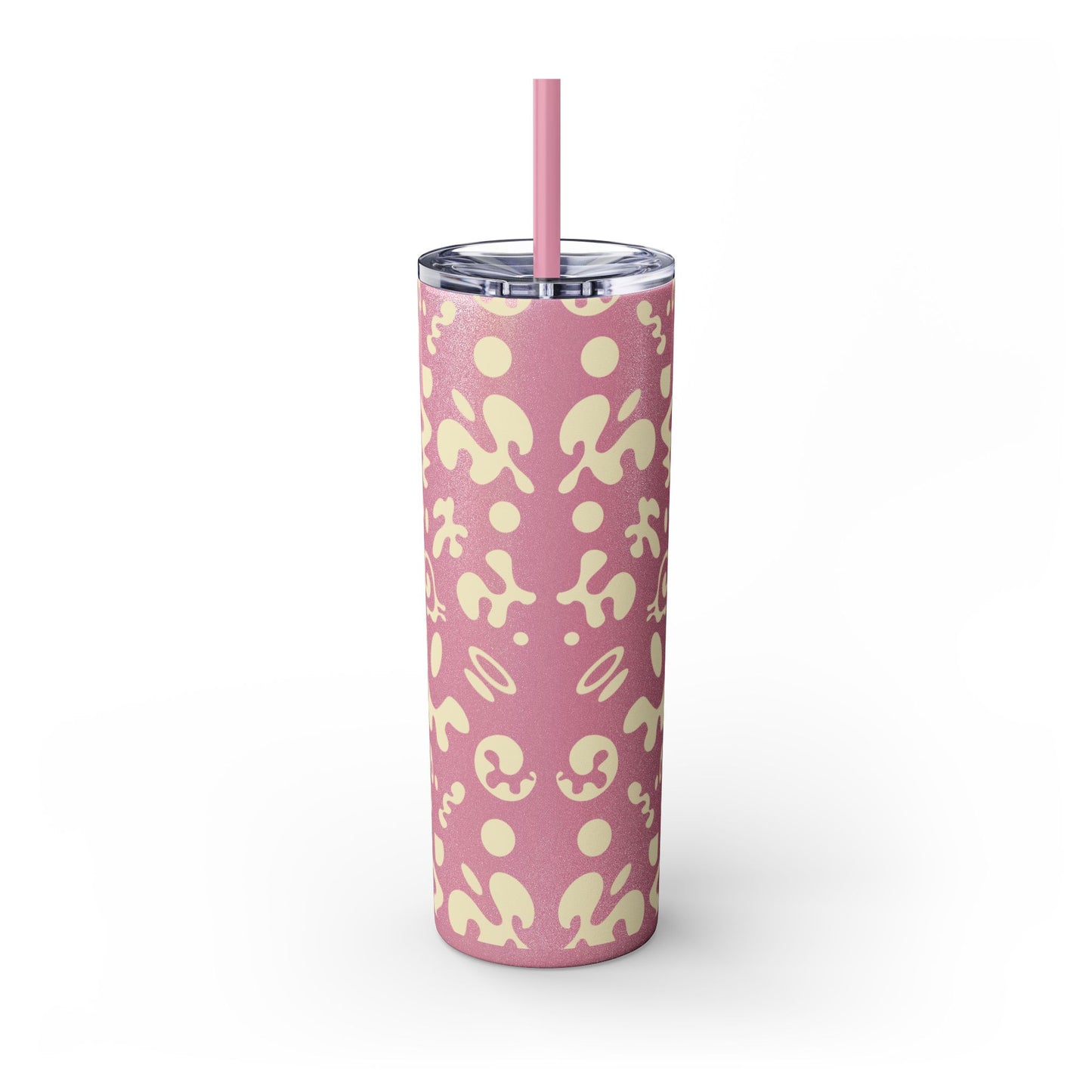 NOURISH'D SKINNY COLOR TUMBLER w Straw - Warm White Print