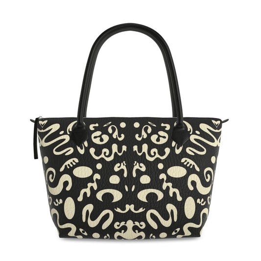 ADORN'D ZIP TOP LEATHER HANDBAG