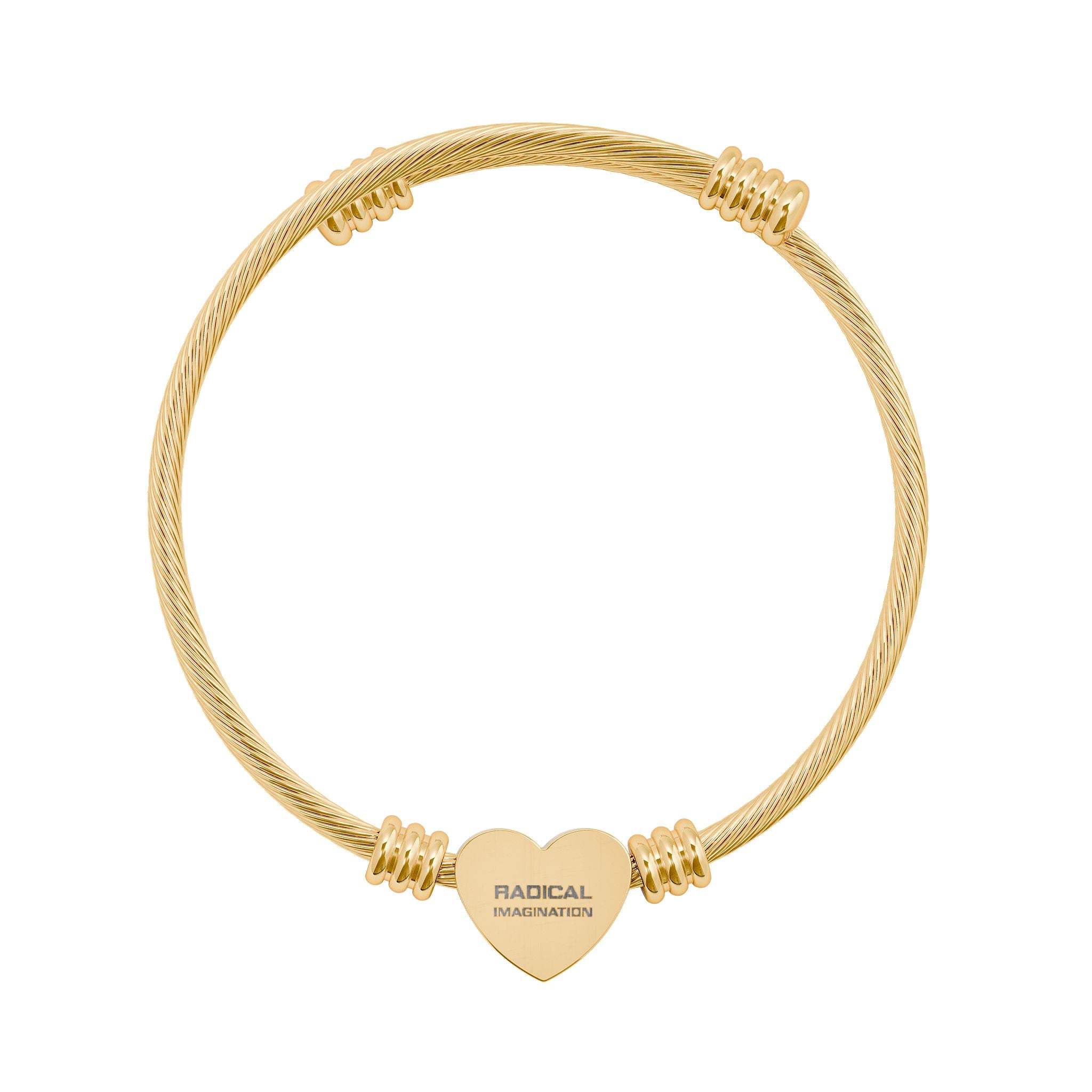 Radical Imagination Engraved Heart Cuff Bracelet — Wire Bangle