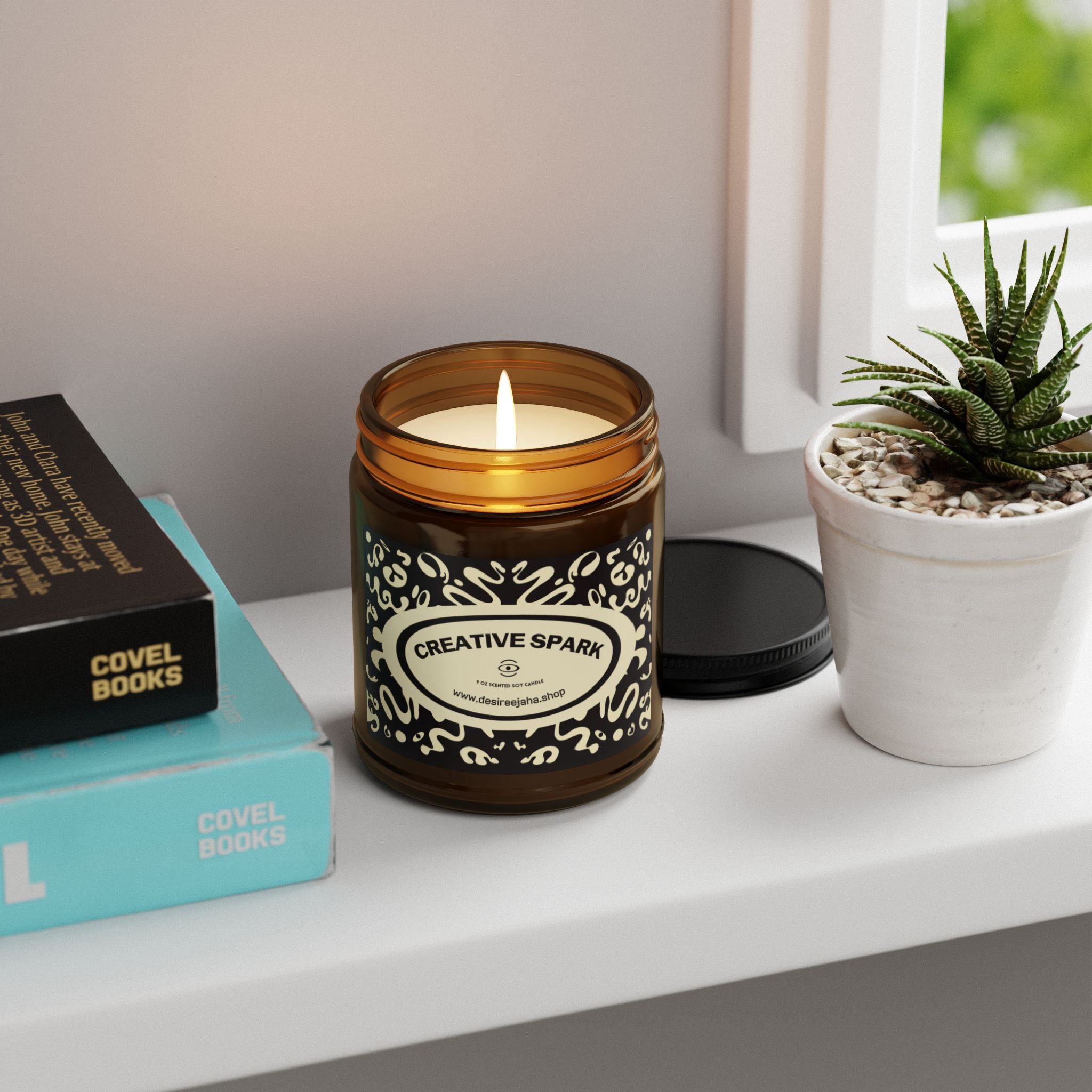 Creative Spark Scented Soy Aromatherapy Candle — Amber Jar