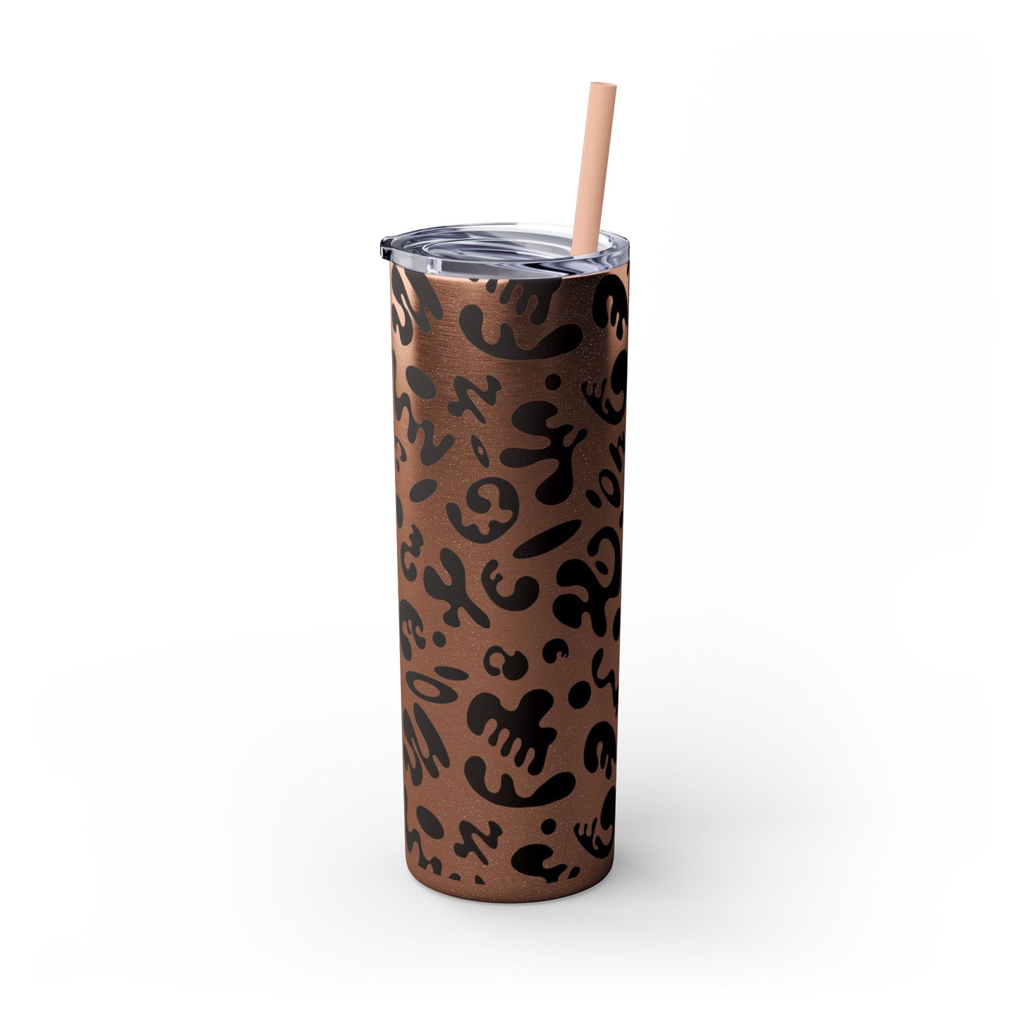 NOURISH'D SKINNY COLOR TUMBLER w Straw - Smoke Black Print