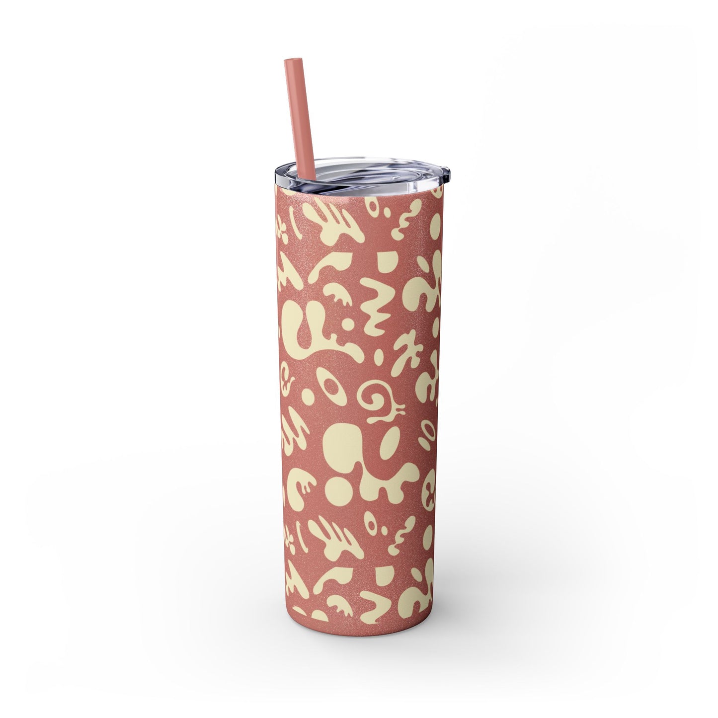 NOURISH'D SKINNY COLOR TUMBLER w Straw - Warm White Print