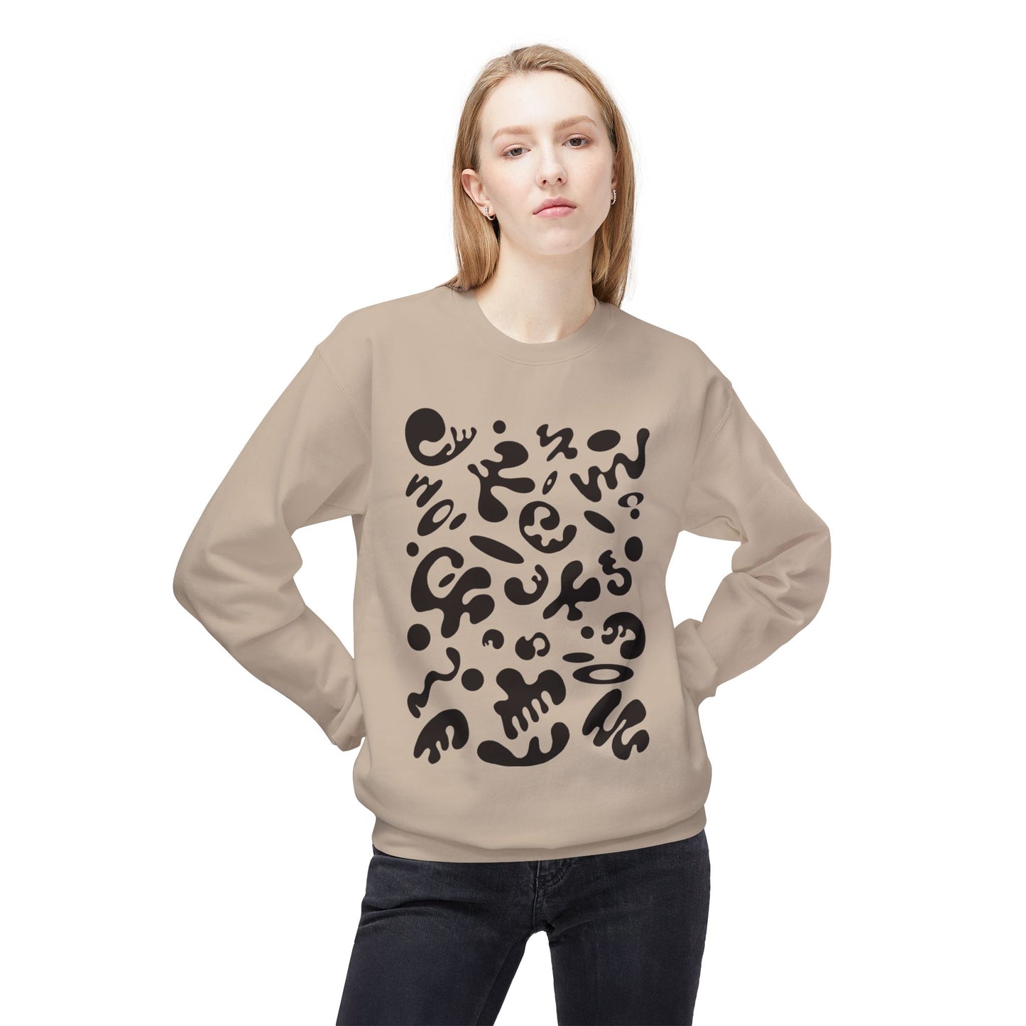 PURE IMAGINATION UNISEX MIDWEIGHT SOFTSTYLE FLEECE CREWNECK SWEATSHIRT - Smoke Black Print