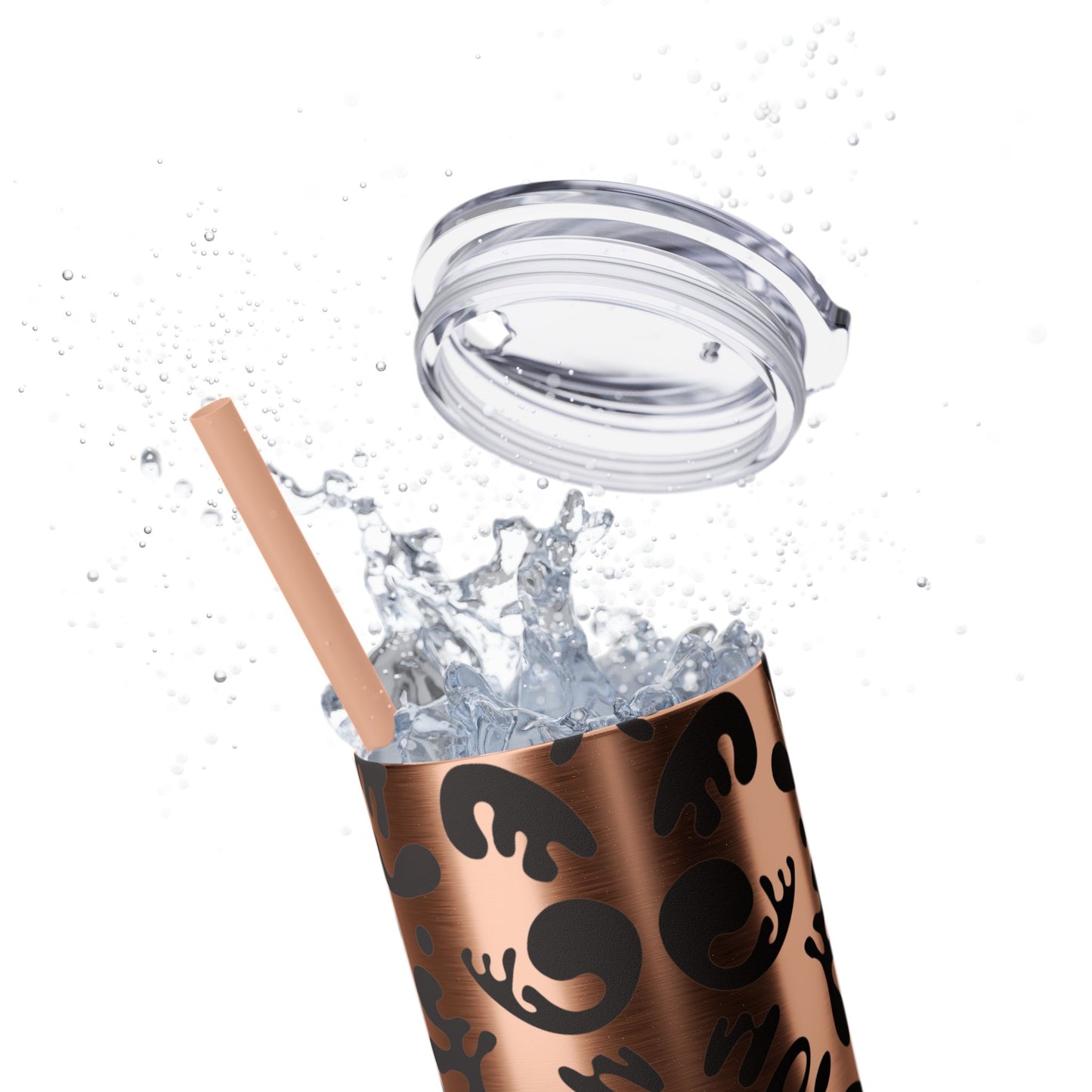 NOURISH'D SKINNY COLOR TUMBLER w Straw - Smoke Black Print