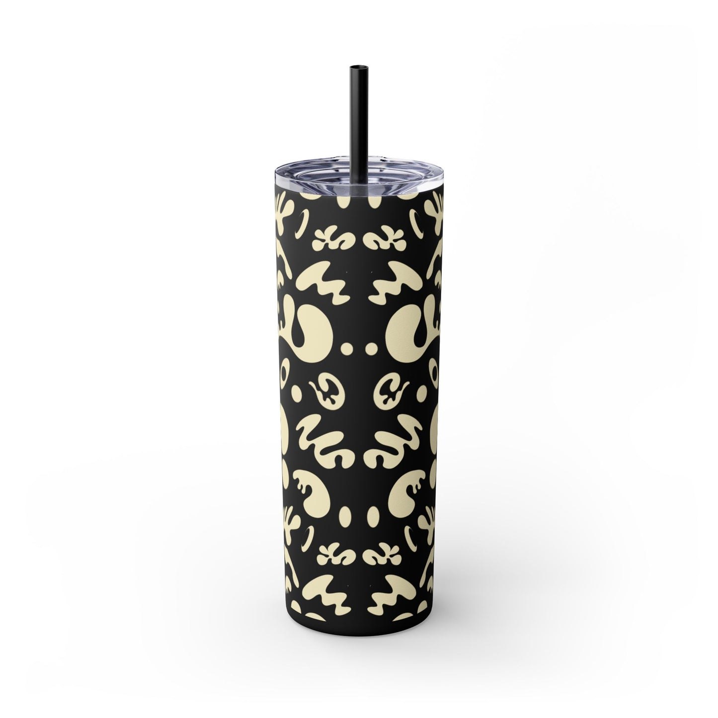 NOURISH'D SKINNY COLOR TUMBLER w Straw - Warm White Print