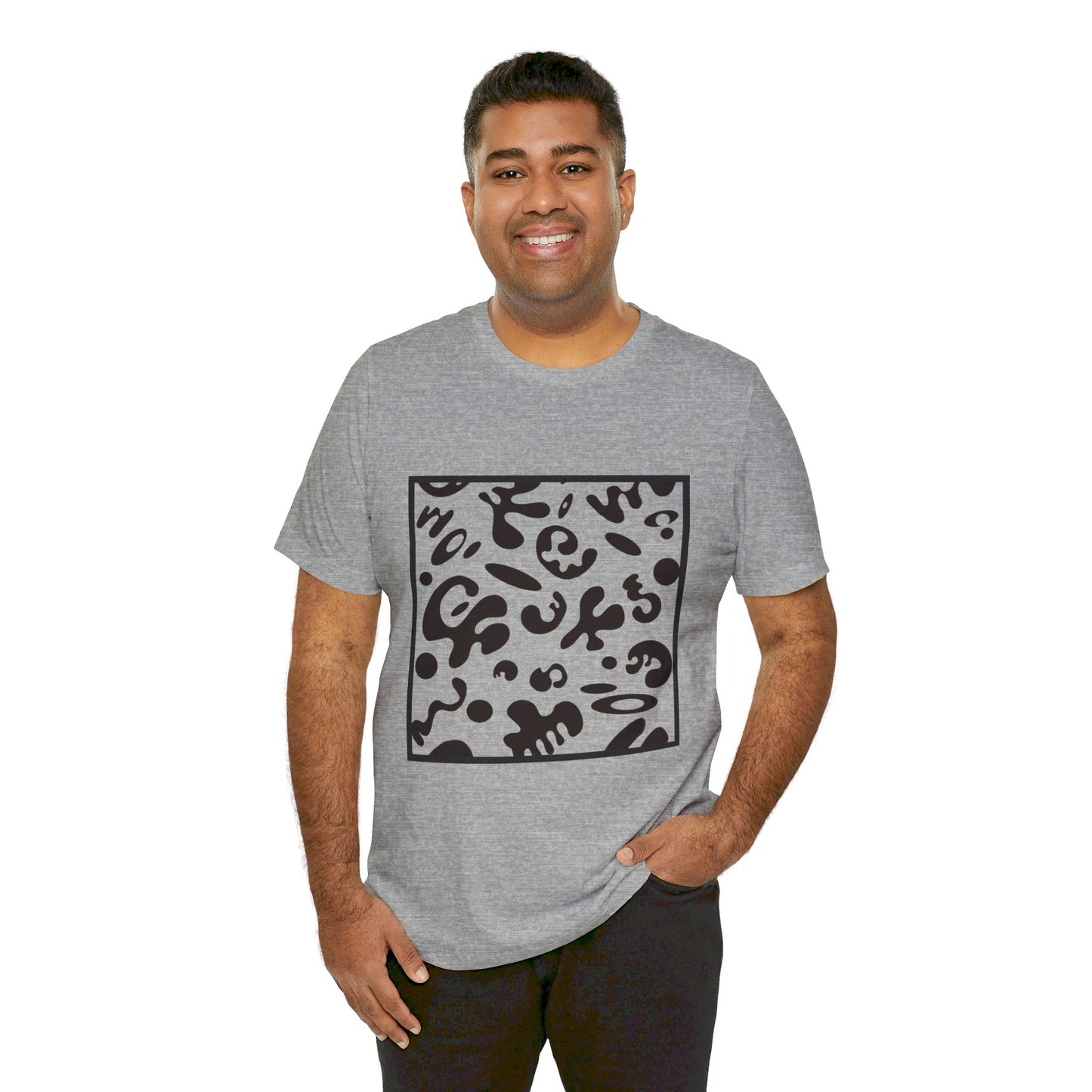 ADORN’D UNISEX JERSEY SHORT SLEEVE TEE - Smoke Black Print