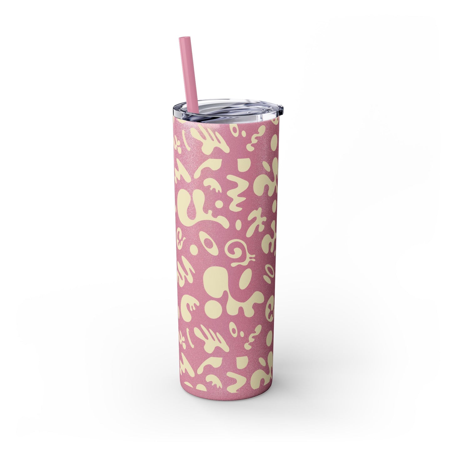 NOURISH'D SKINNY COLOR TUMBLER w Straw - Warm White Print