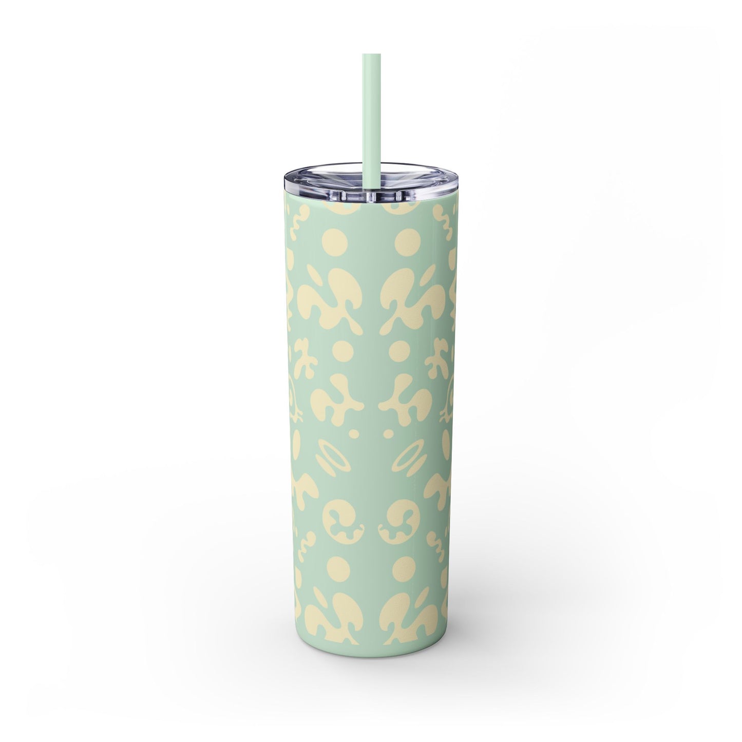 NOURISH'D SKINNY COLOR TUMBLER w Straw - Warm White Print