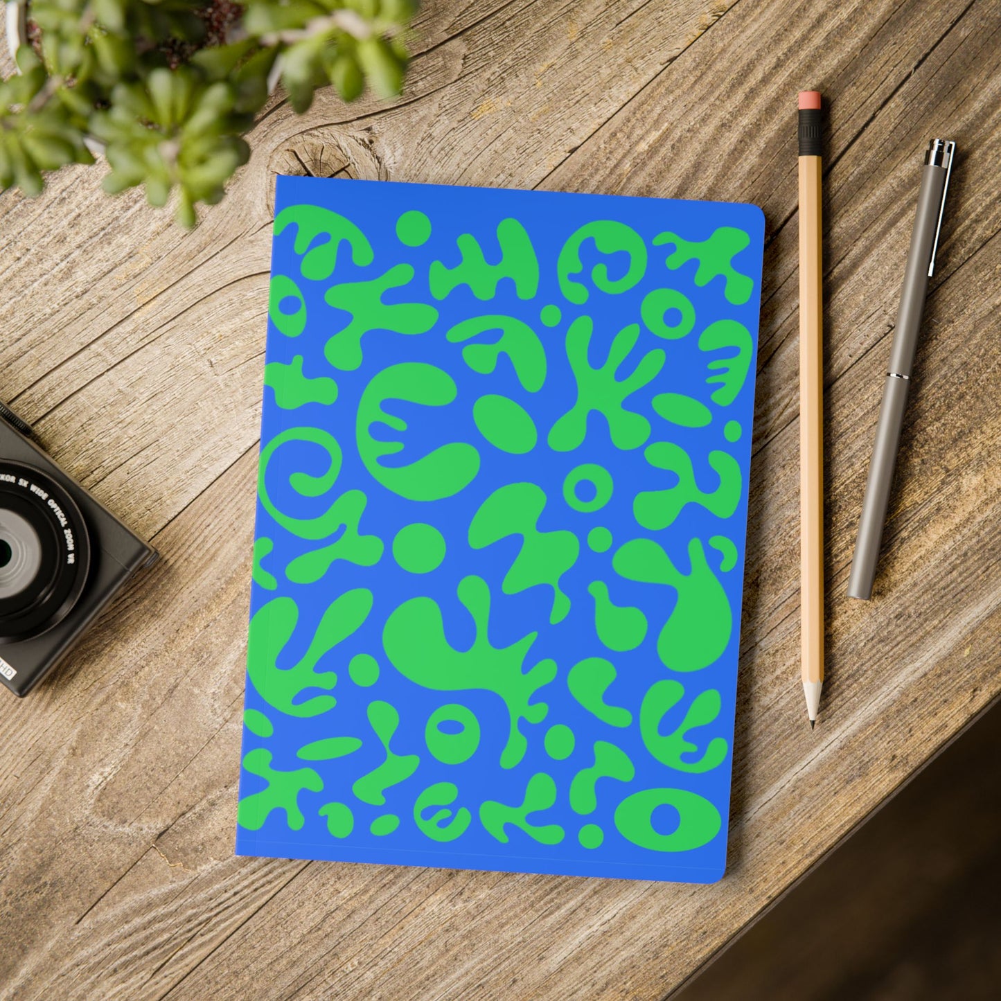 PURE IMAGINATION SOFTCOVER JOURNAL w INSIDE PRINTS + TEAR-OFF PAGES (RULED LINE) - Blue & Green