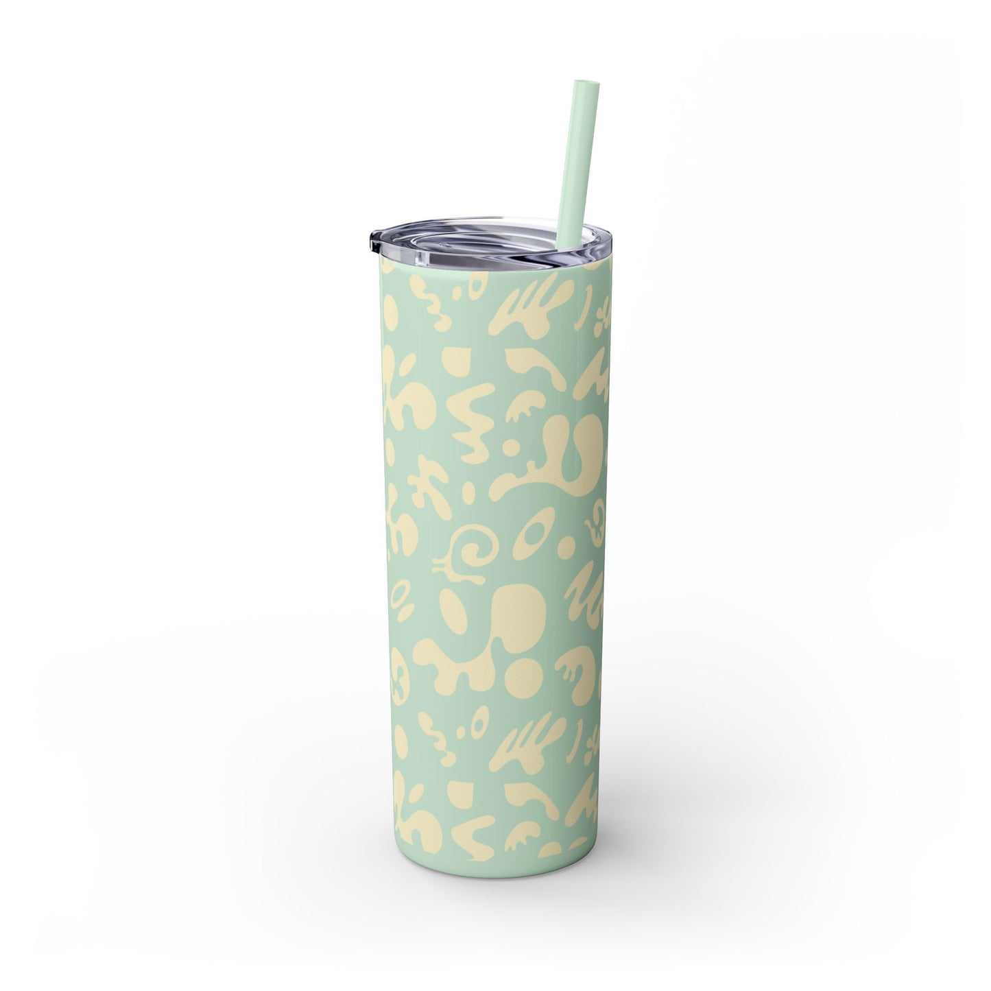 NOURISH'D SKINNY COLOR TUMBLER w Straw - Warm White Print