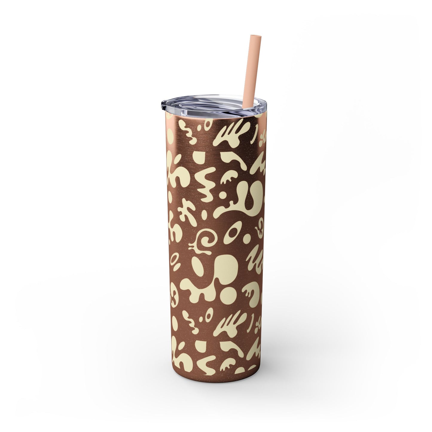 NOURISH'D SKINNY COLOR TUMBLER w Straw - Warm White Print