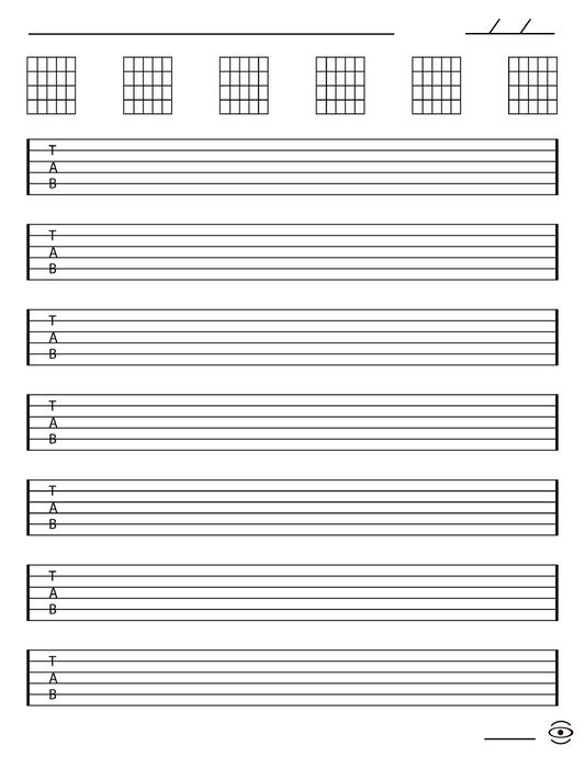 Guitar Tab Manuscript Paper - Single