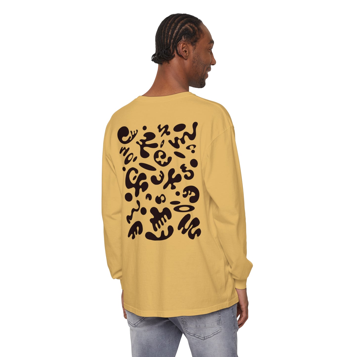 PURE IMAGINATION UNISEX GARMENT-DYED LONG SLEEVE T-SHIRT - Smoke Black Print