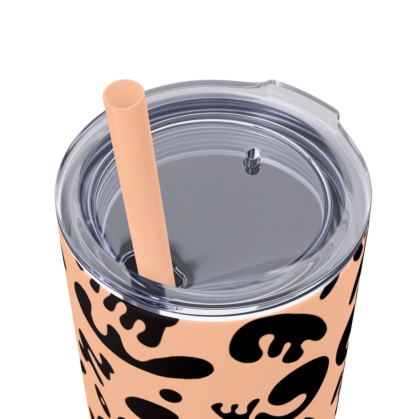 NOURISH'D SKINNY COLOR TUMBLER w Straw - Smoke Black Print