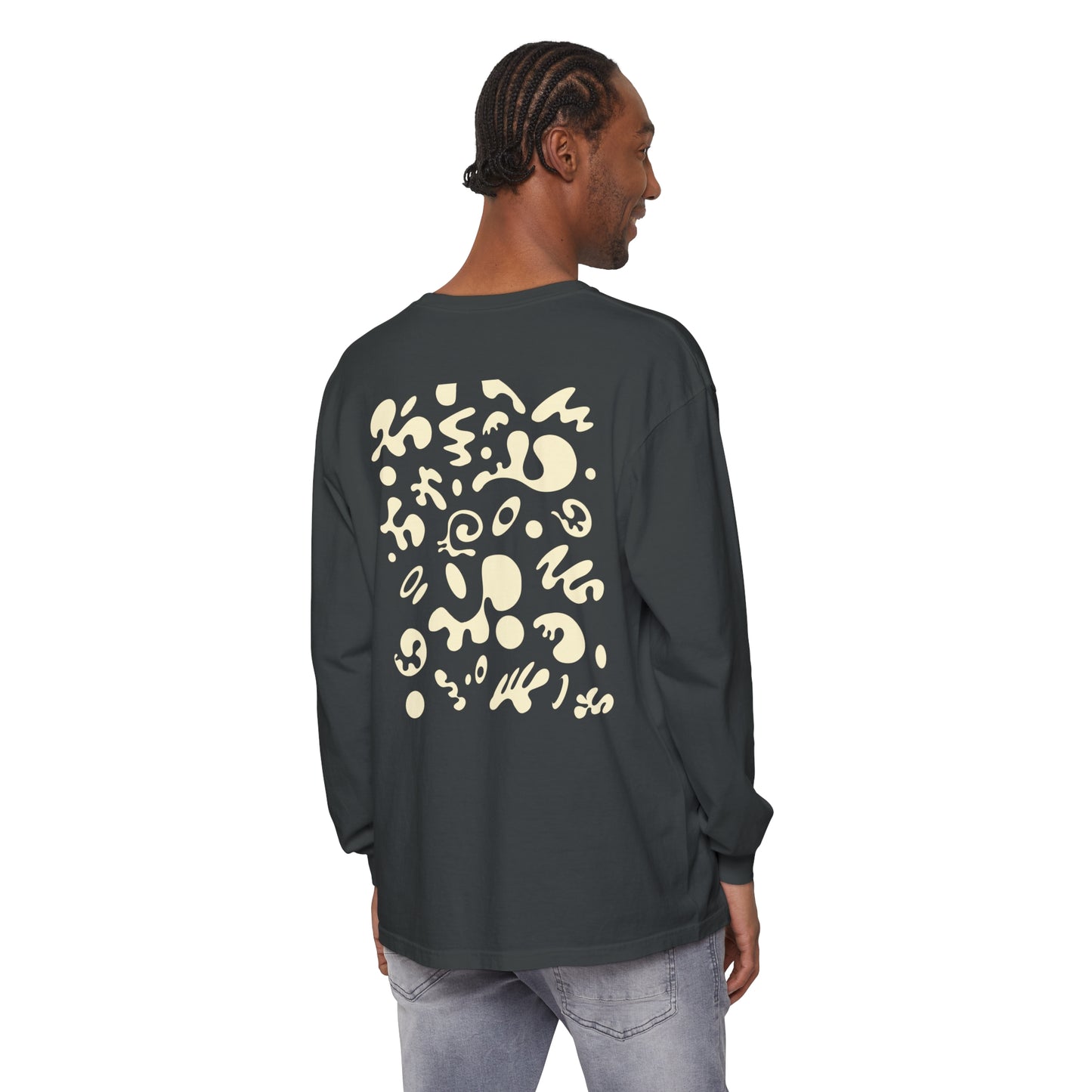 PURE IMAGINATION UNISEX GARMENT-DYED LONG SLEEVE T-SHIRT - Warm White Print