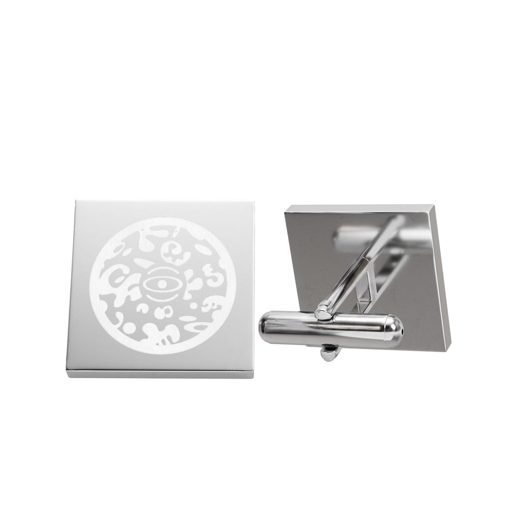 Gold Square Cufflinks with Enamel Inlay — Classic Wedding & Formal Jewelry