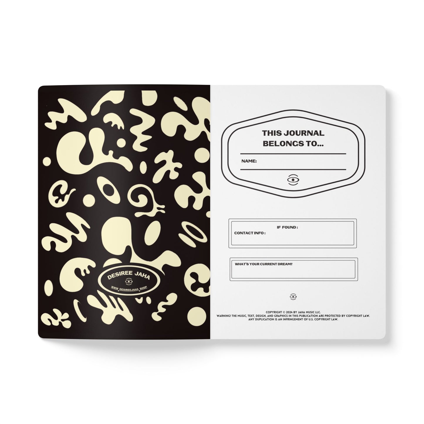 PURE IMAGINATION SOFTCOVER JOURNAL w INSIDE PRINTS + TEAR-OFF PAGES (RULED LINE) - Smoke Black