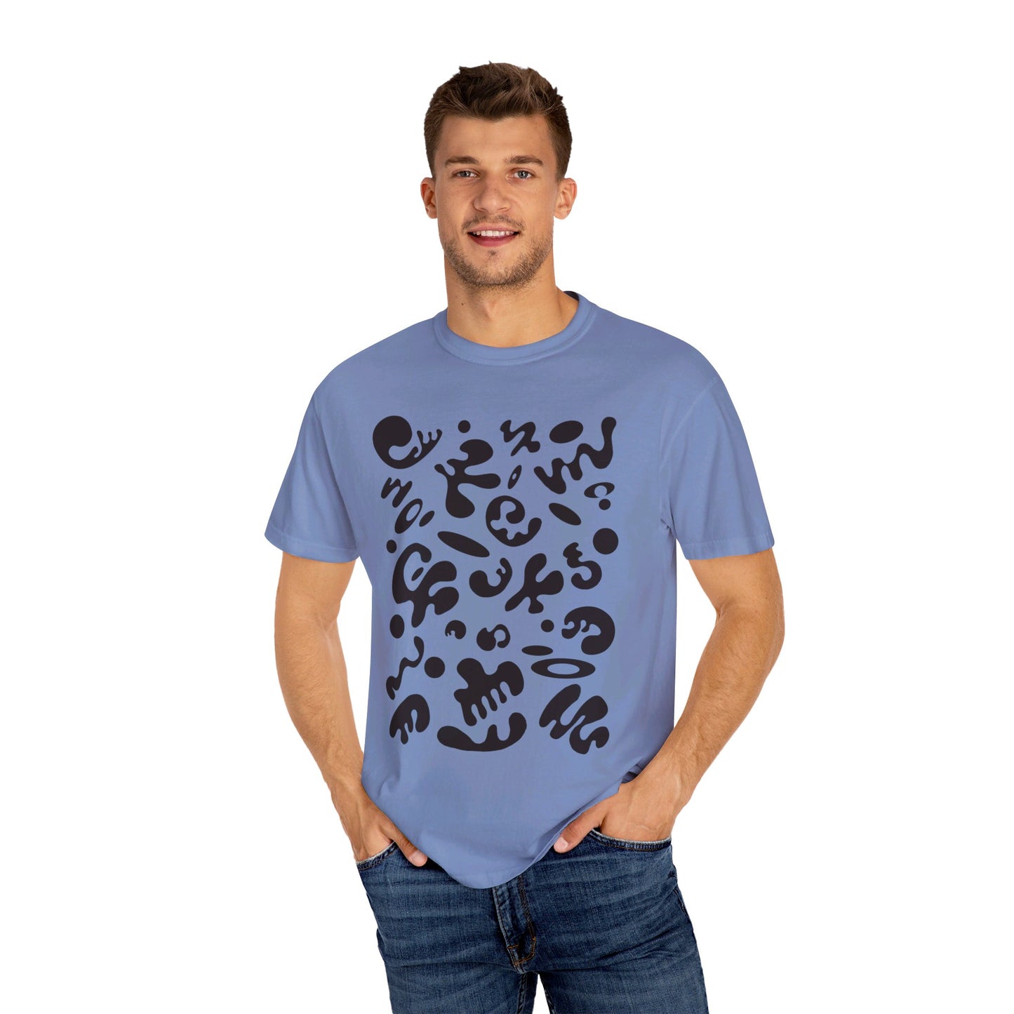 PURE IMAGINATION UNISEX GARMENT-DYED T-SHIRT (COOL NEUTRALS) - Smoke Black Print