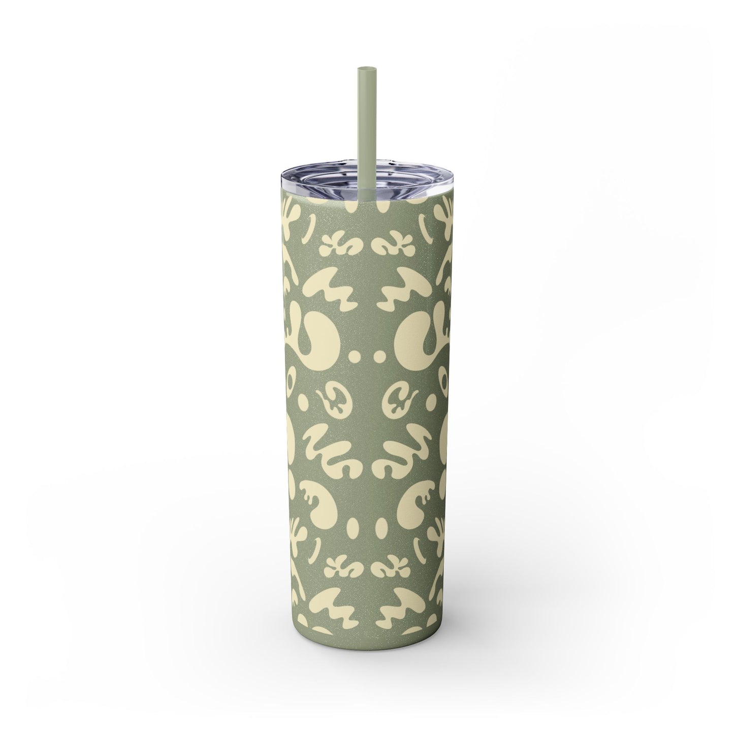 NOURISH'D SKINNY COLOR TUMBLER w Straw - Warm White Print