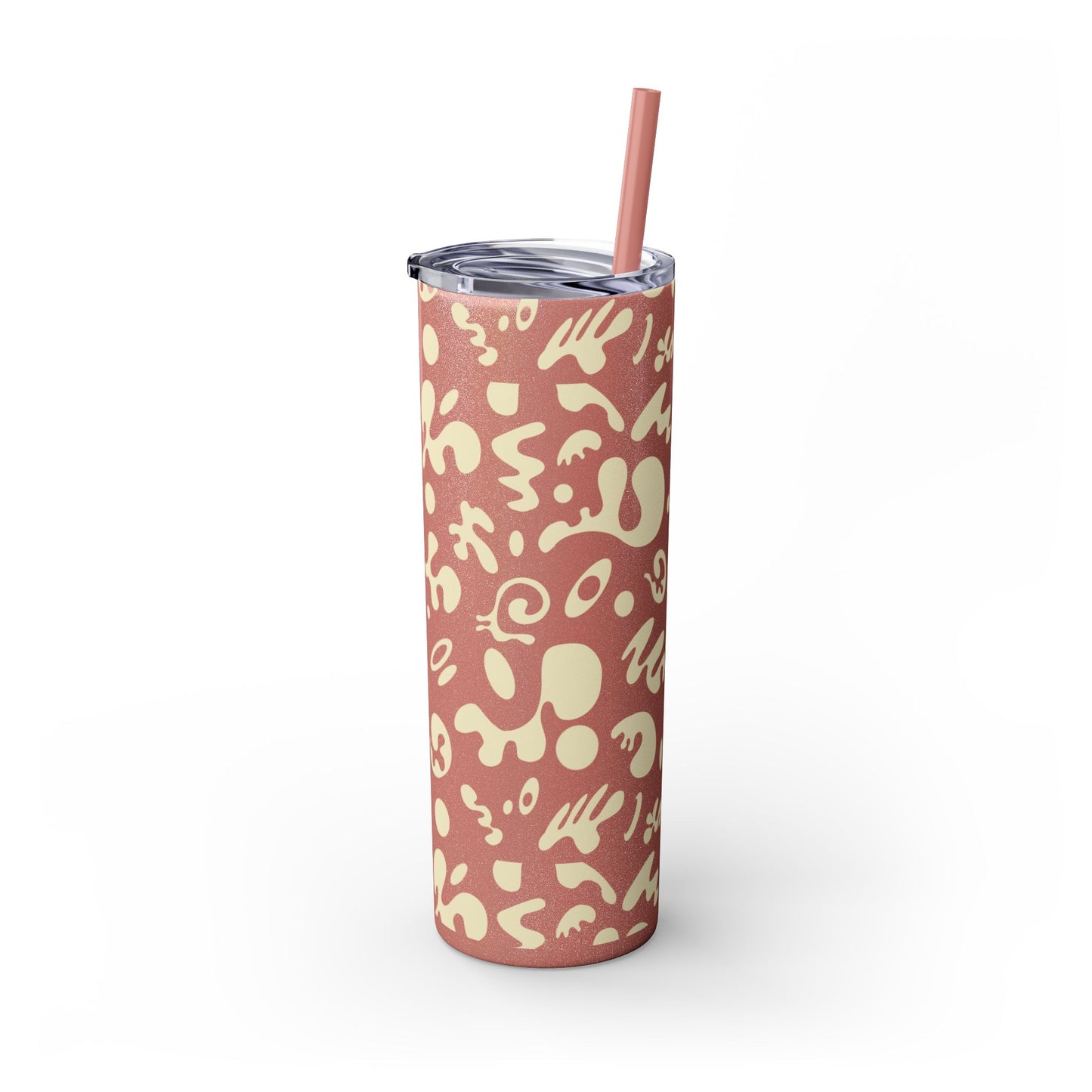 NOURISH'D SKINNY COLOR TUMBLER w Straw - Warm White Print