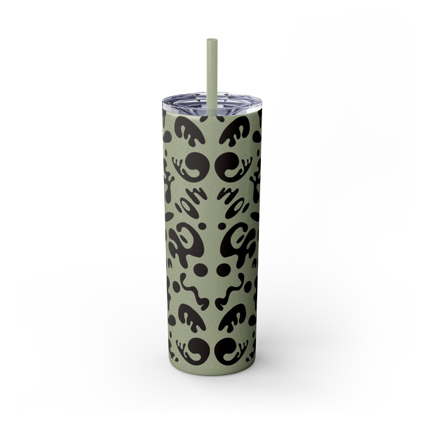 NOURISH'D SKINNY COLOR TUMBLER w Straw - Smoke Black Print