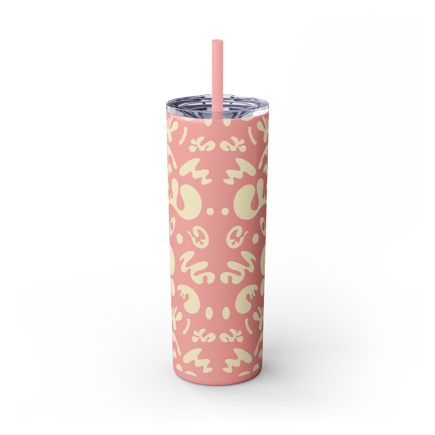 NOURISH'D SKINNY COLOR TUMBLER w Straw - Warm White Print