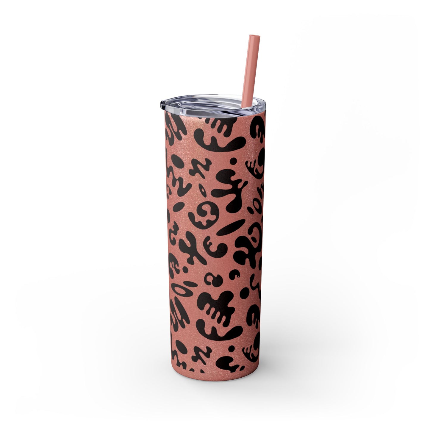 NOURISH'D SKINNY COLOR TUMBLER w Straw - Smoke Black Print