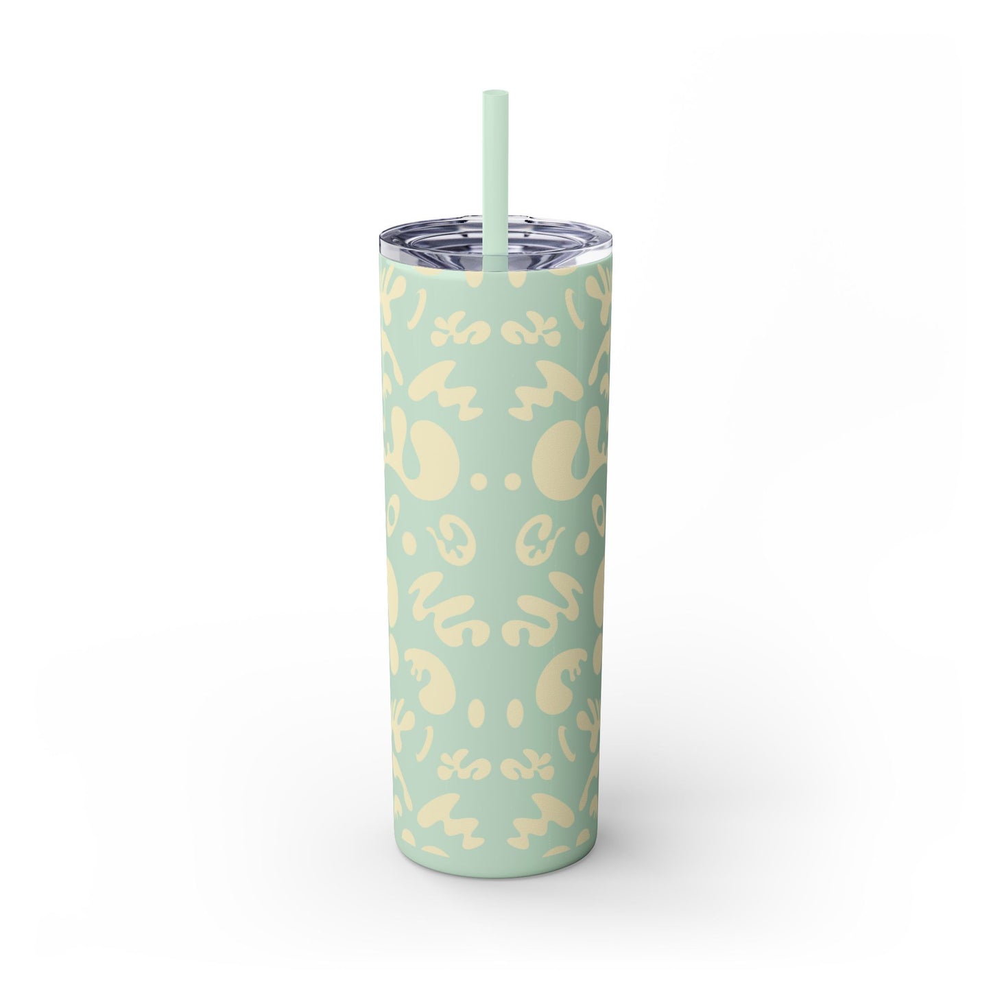 NOURISH'D SKINNY COLOR TUMBLER w Straw - Warm White Print