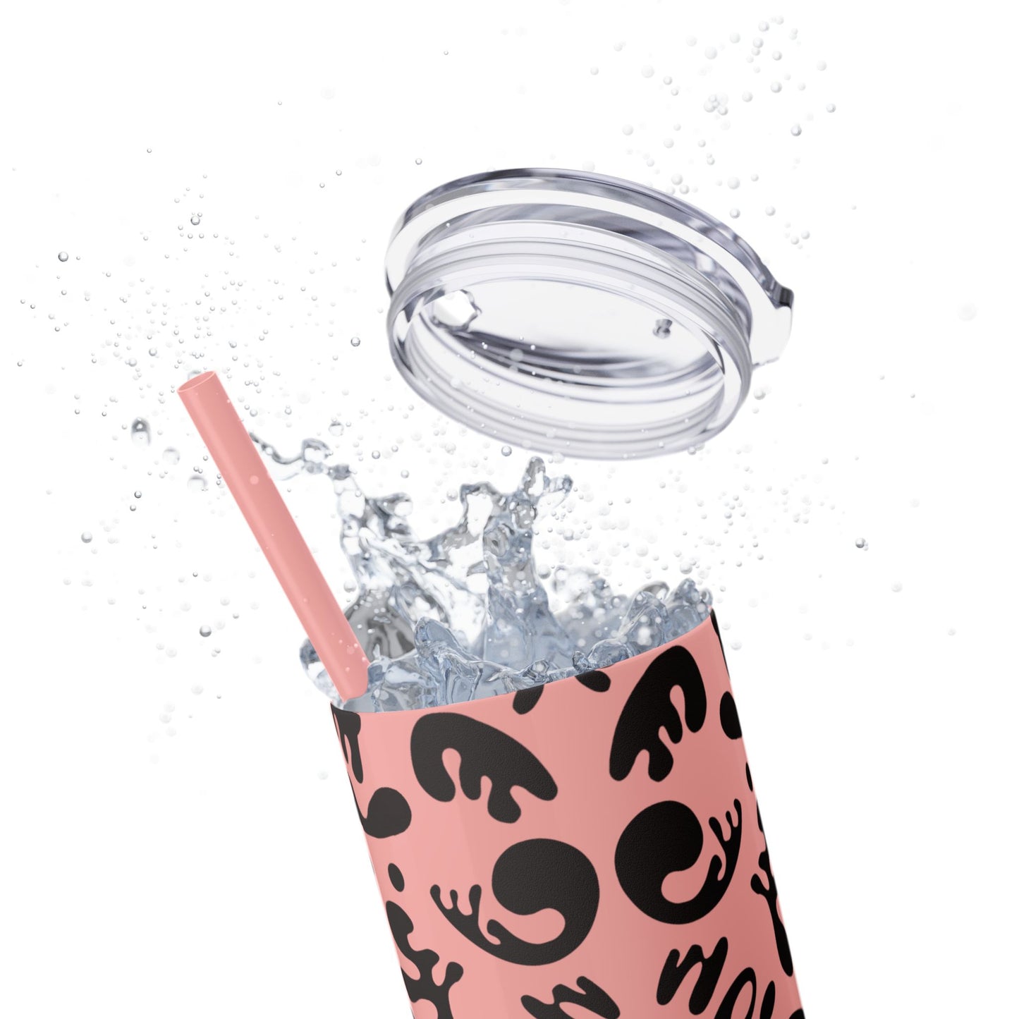 NOURISH'D SKINNY COLOR TUMBLER w Straw - Smoke Black Print