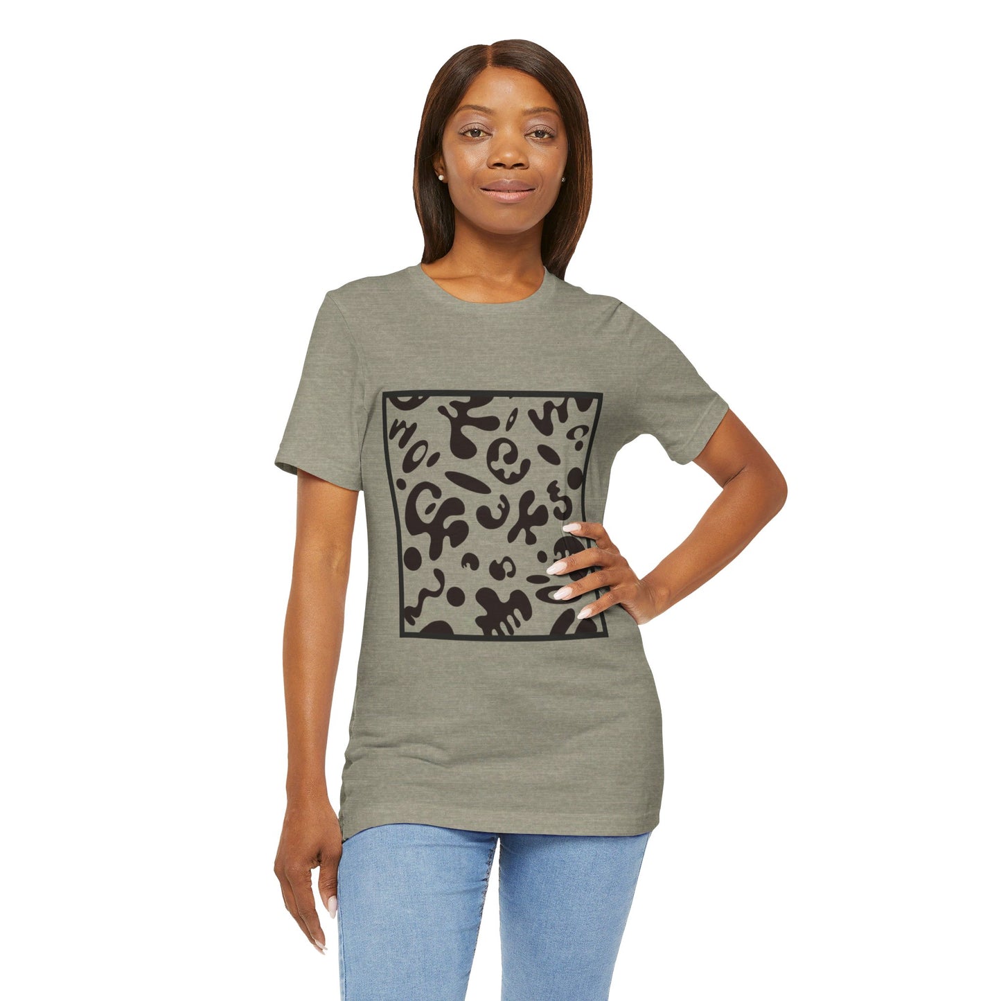 ADORN’D UNISEX JERSEY SHORT SLEEVE TEE - Smoke Black Print