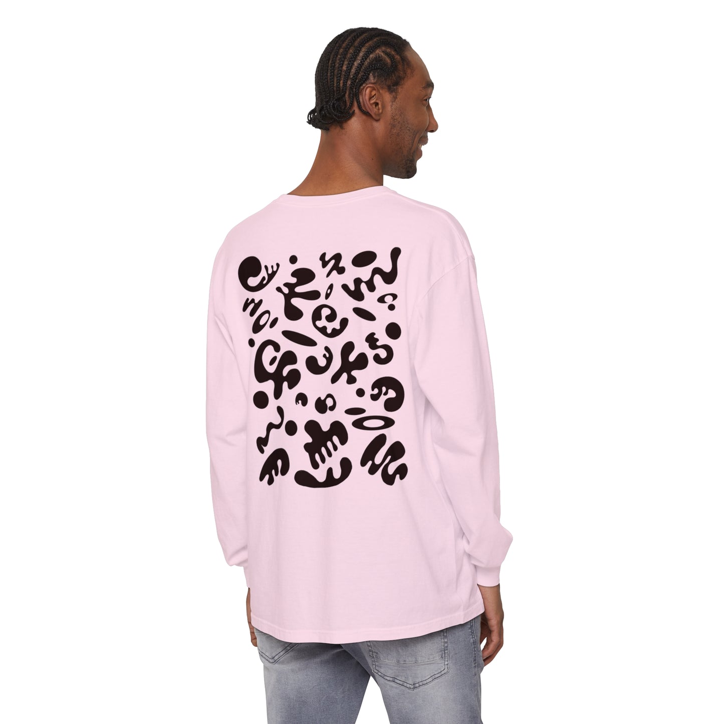 PURE IMAGINATION UNISEX GARMENT-DYED LONG SLEEVE T-SHIRT - Smoke Black Print