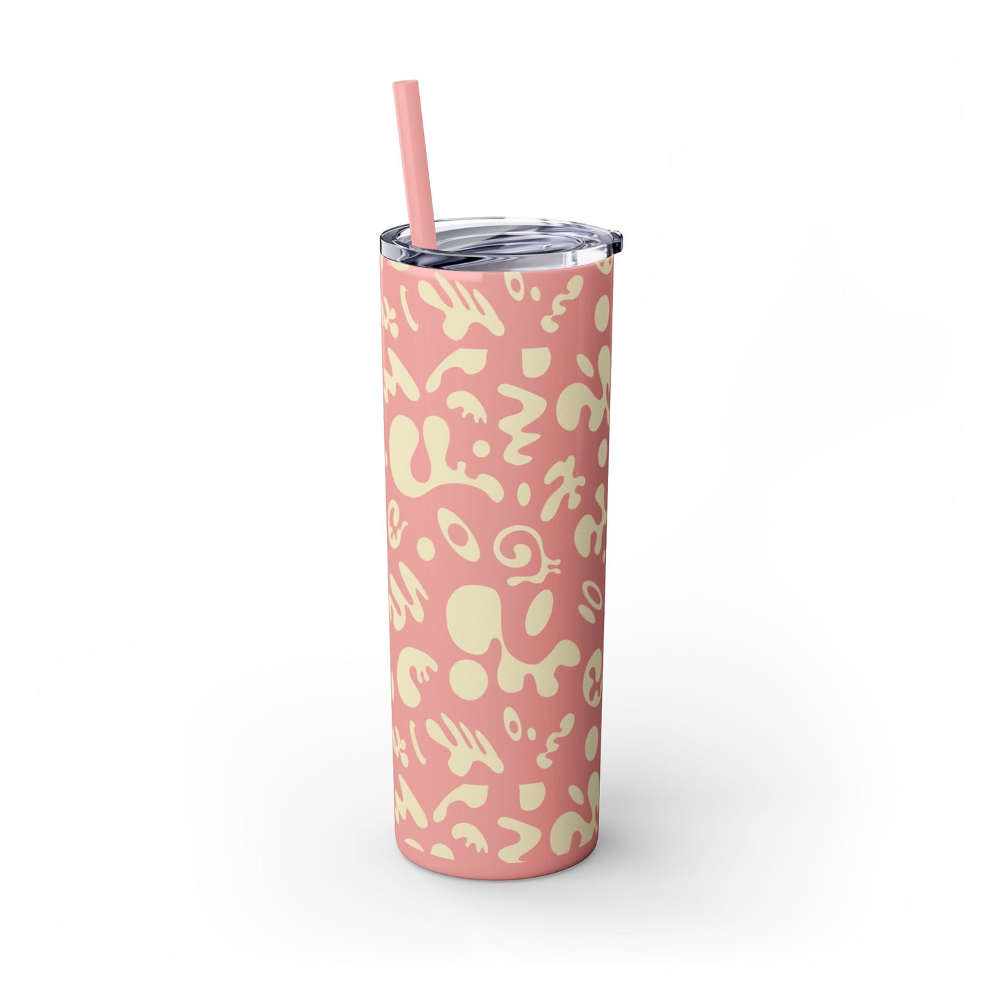 NOURISH'D SKINNY COLOR TUMBLER w Straw - Warm White Print