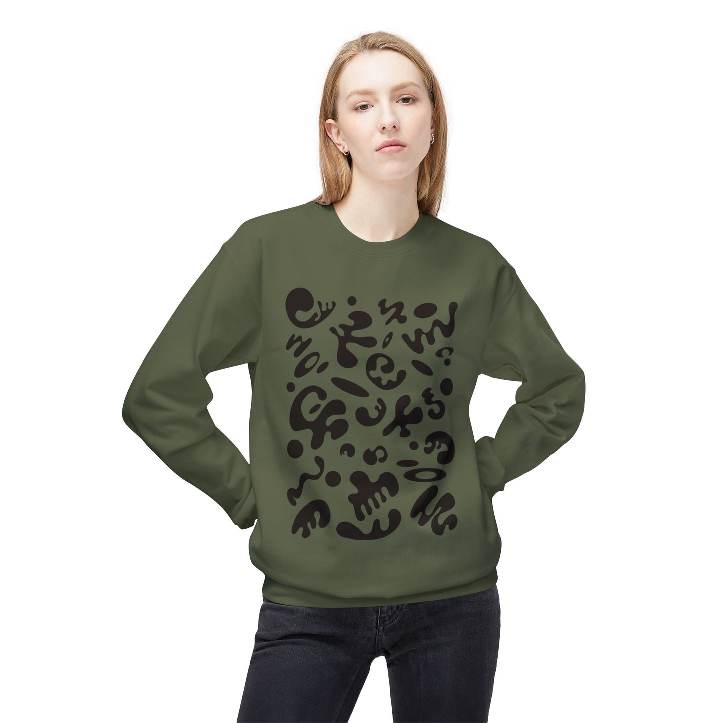 PURE IMAGINATION UNISEX MIDWEIGHT SOFTSTYLE FLEECE CREWNECK SWEATSHIRT - Smoke Black Print