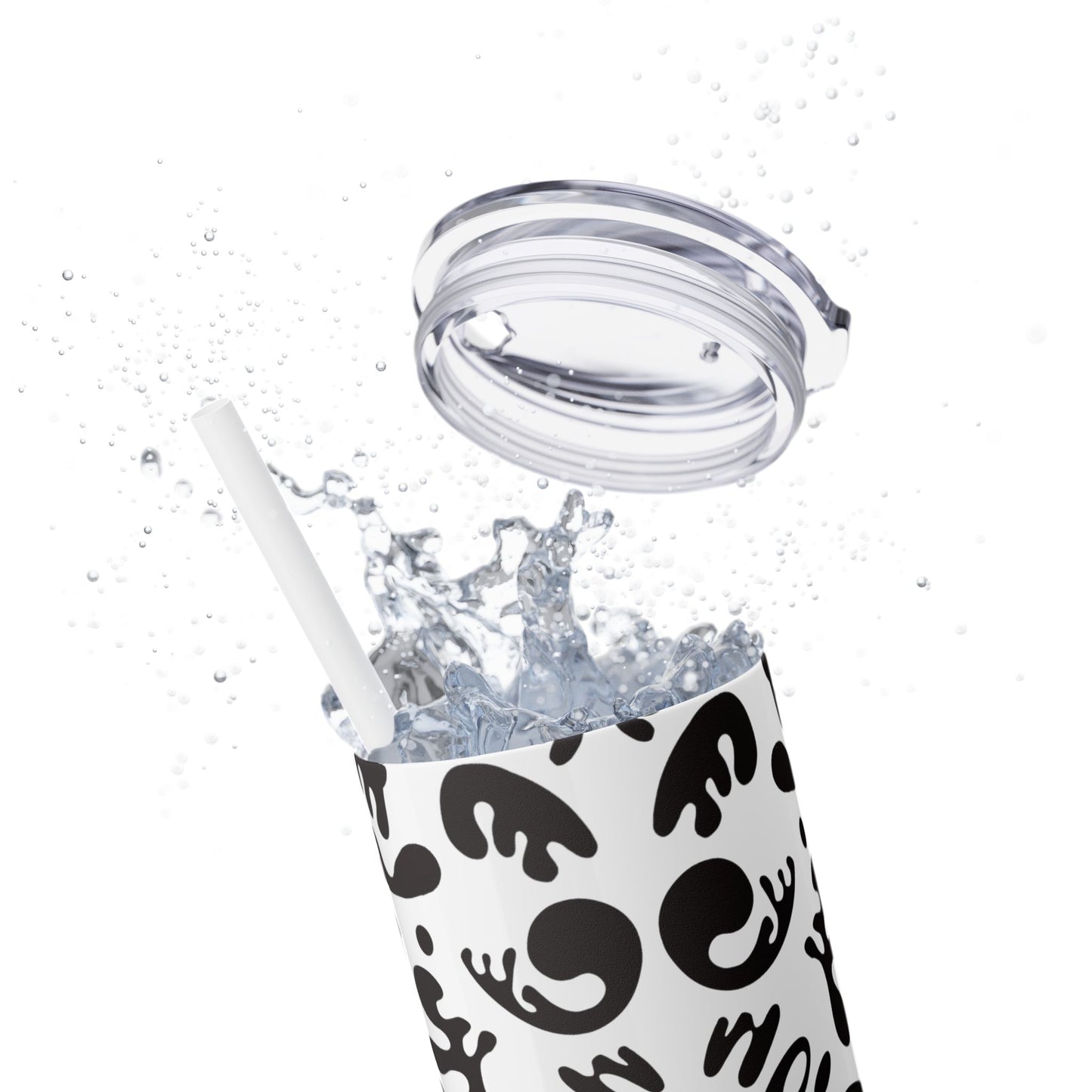 NOURISH'D SKINNY COLOR TUMBLER w Straw - Smoke Black Print