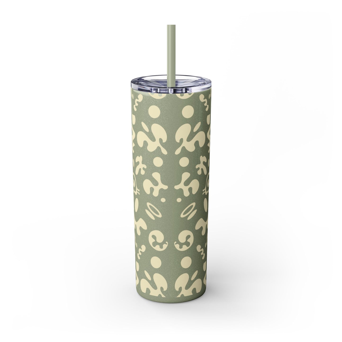 NOURISH'D SKINNY COLOR TUMBLER w Straw - Warm White Print