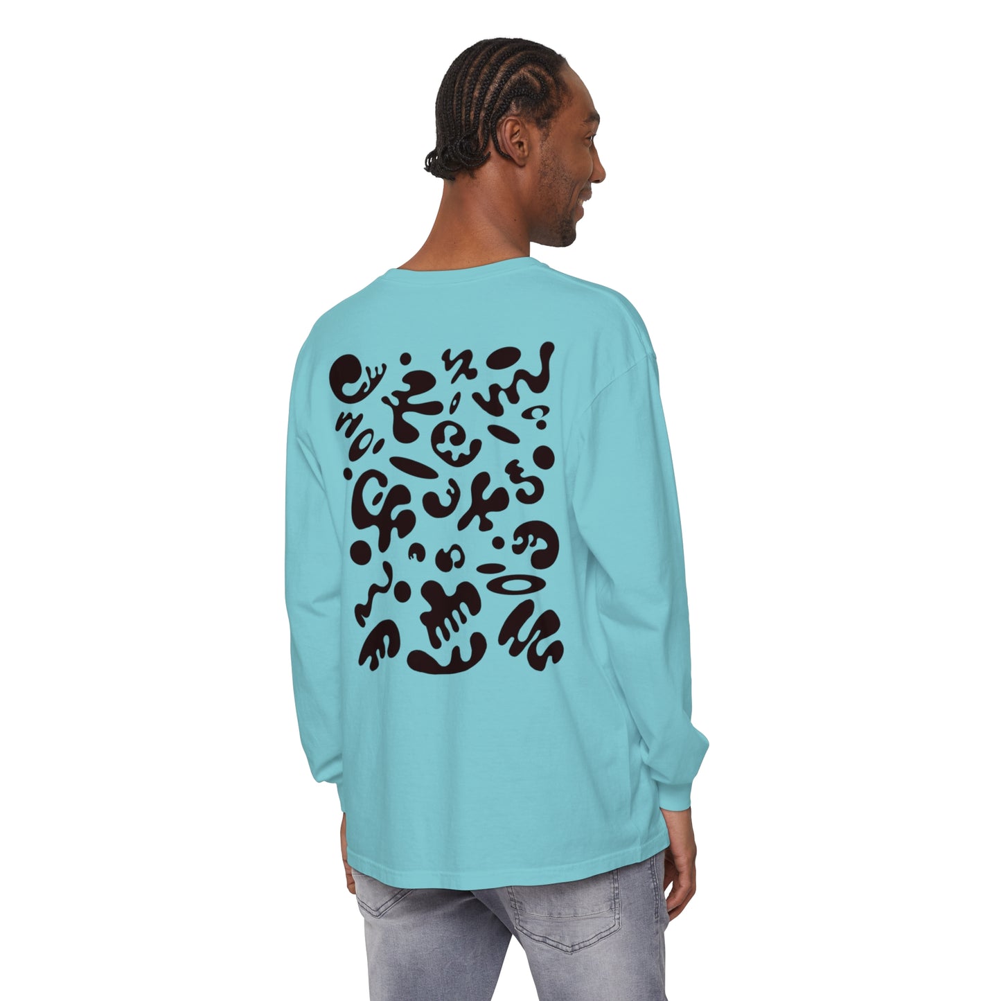 PURE IMAGINATION UNISEX GARMENT-DYED LONG SLEEVE T-SHIRT - Smoke Black Print