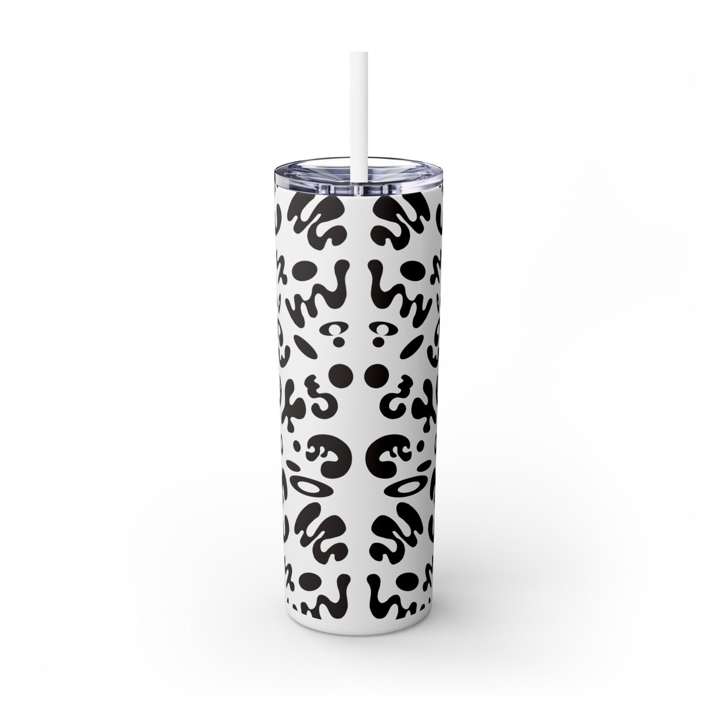 NOURISH'D SKINNY COLOR TUMBLER w Straw - Smoke Black Print