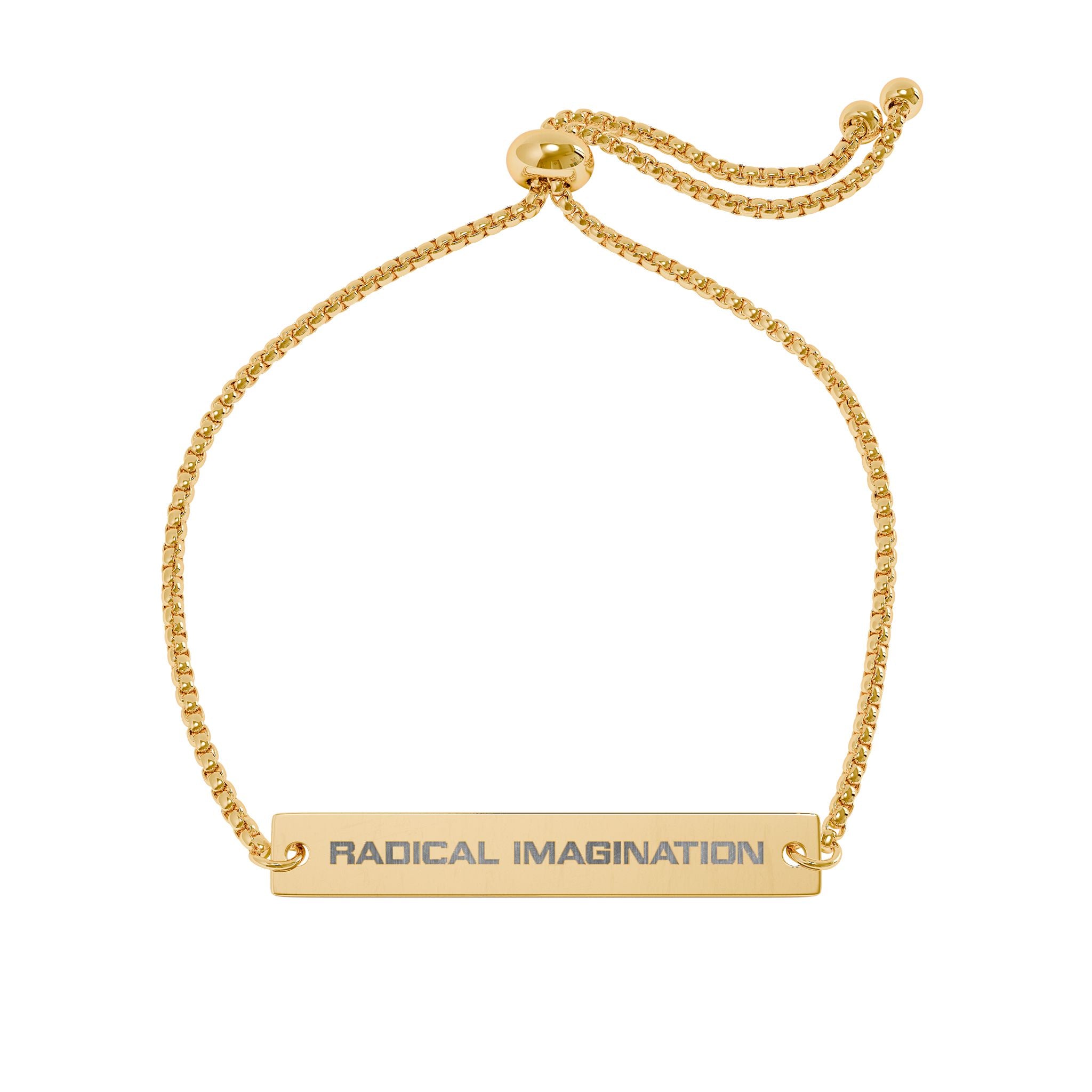 'Radical Imagination' Engraved Adjustable Bar Bracelet