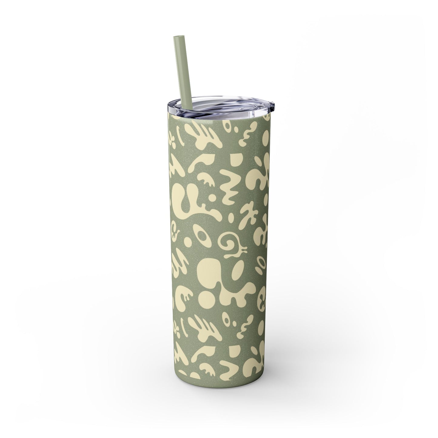 NOURISH'D SKINNY COLOR TUMBLER w Straw - Warm White Print