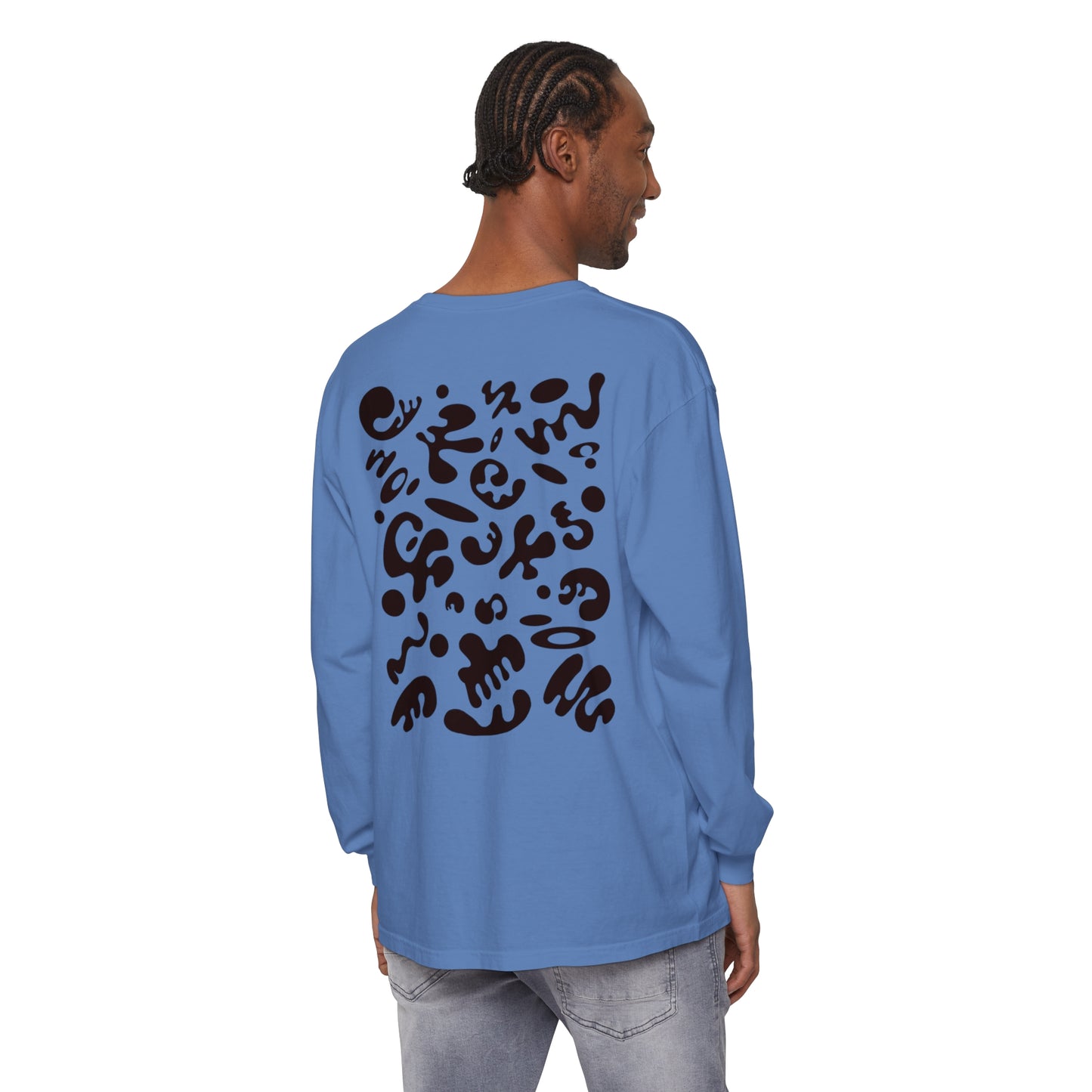 PURE IMAGINATION UNISEX GARMENT-DYED LONG SLEEVE T-SHIRT - Smoke Black Print