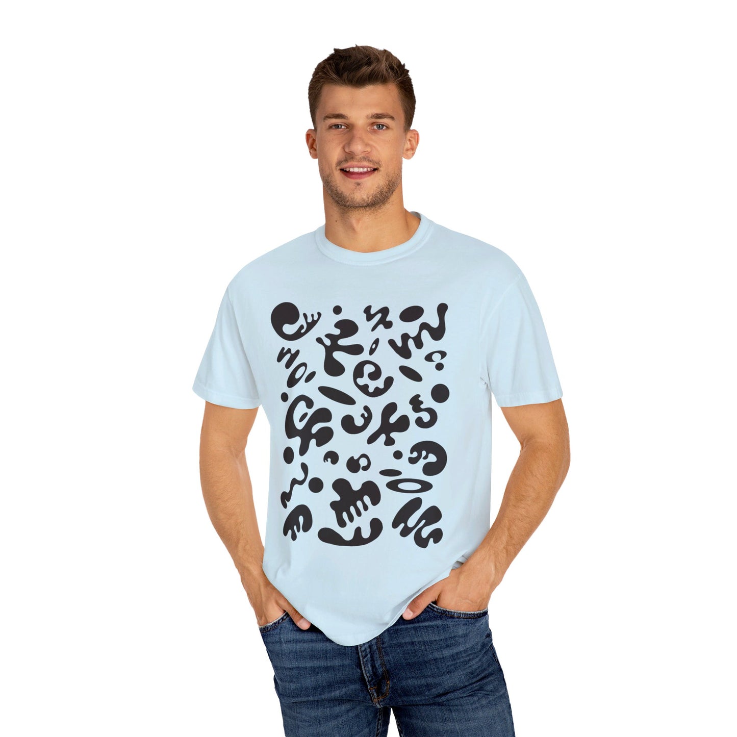 PURE IMAGINATION UNISEX GARMENT-DYED T-SHIRT (COOL NEUTRALS) - Smoke Black Print