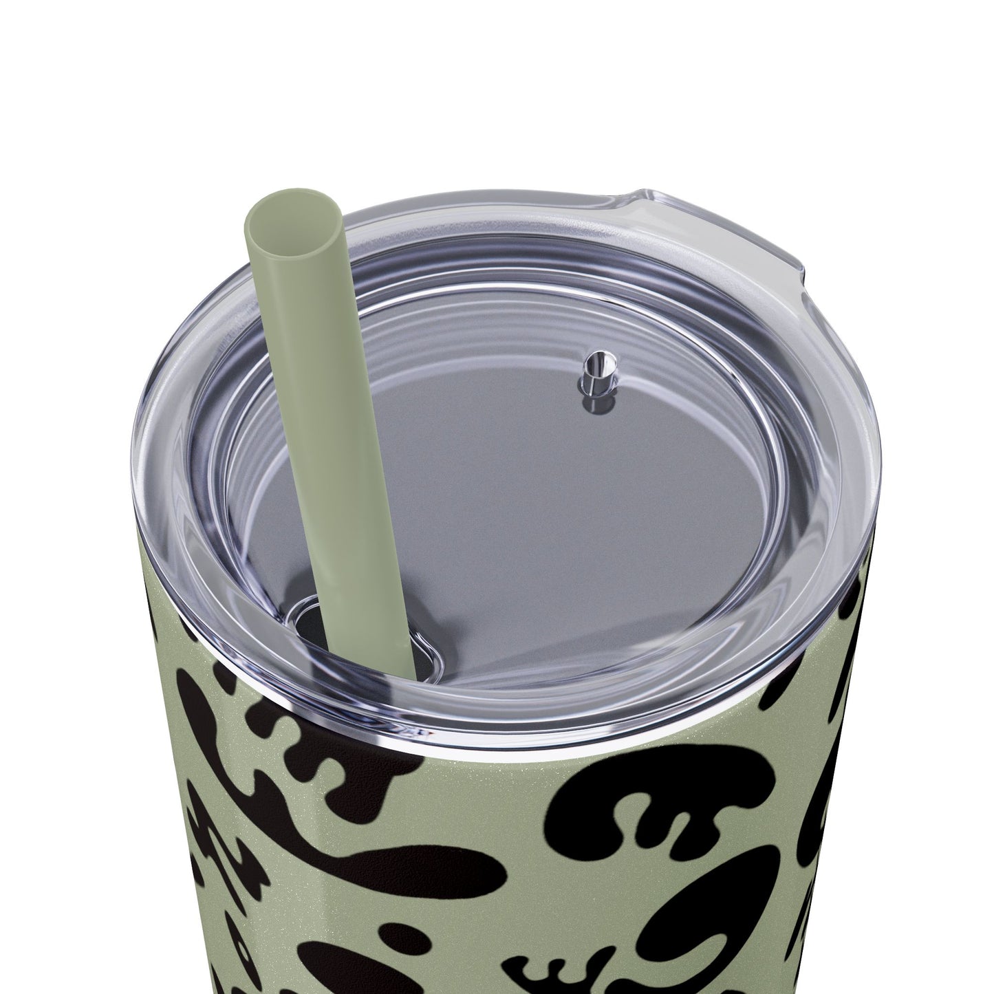 NOURISH'D SKINNY COLOR TUMBLER w Straw - Smoke Black Print