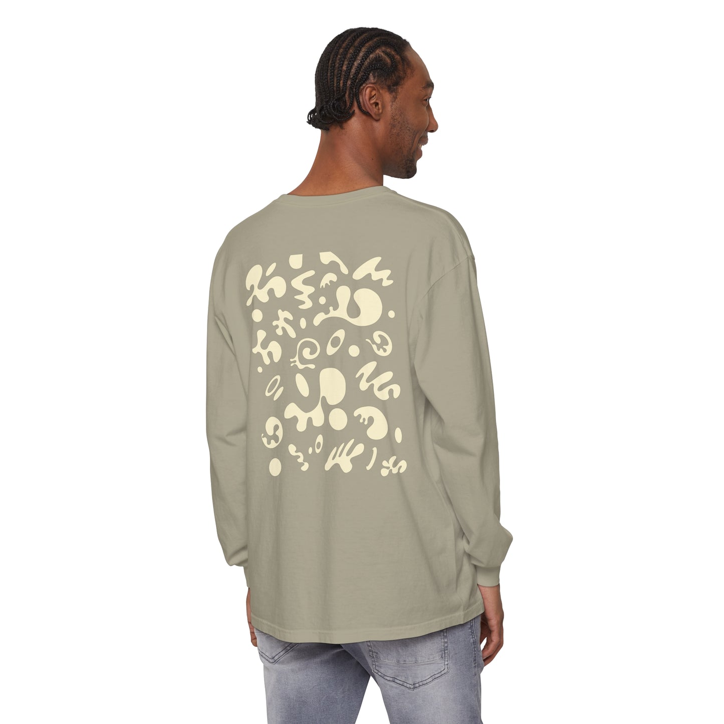 PURE IMAGINATION UNISEX GARMENT-DYED LONG SLEEVE T-SHIRT - Warm White Print