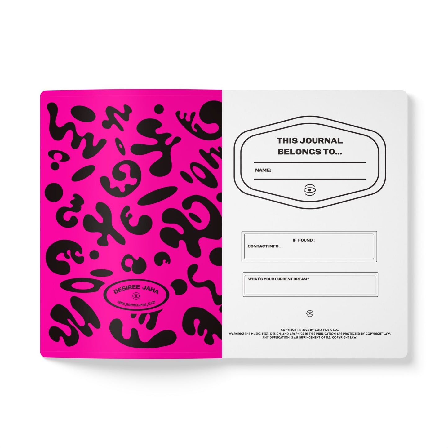 PURE IMAGINATION SOFTCOVER JOURNAL w INSIDE PRINTS + TEAR-OFF PAGES (RULED LINE) - Pink Matter