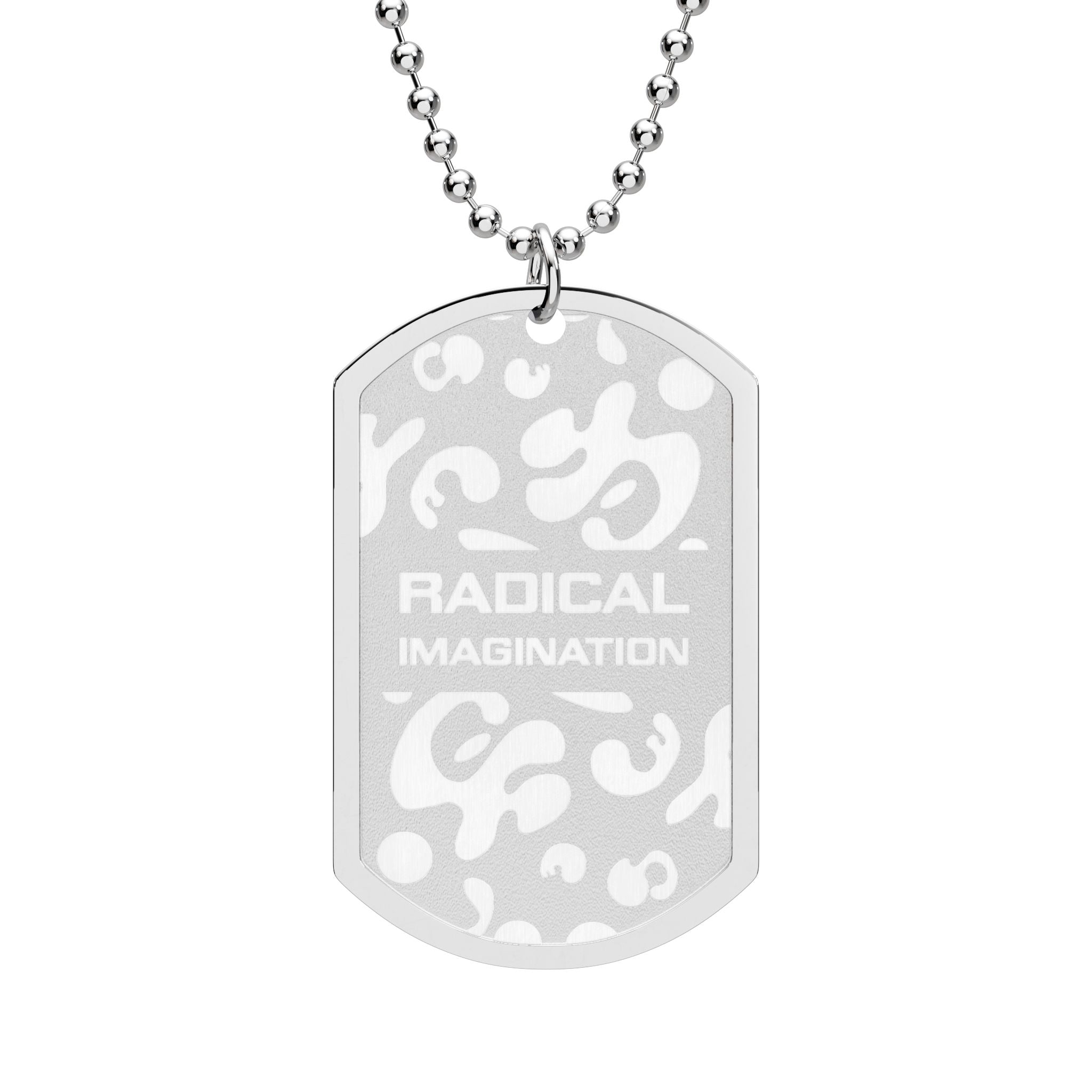 'Radical Imagination' Engraved Dog Tag Necklace