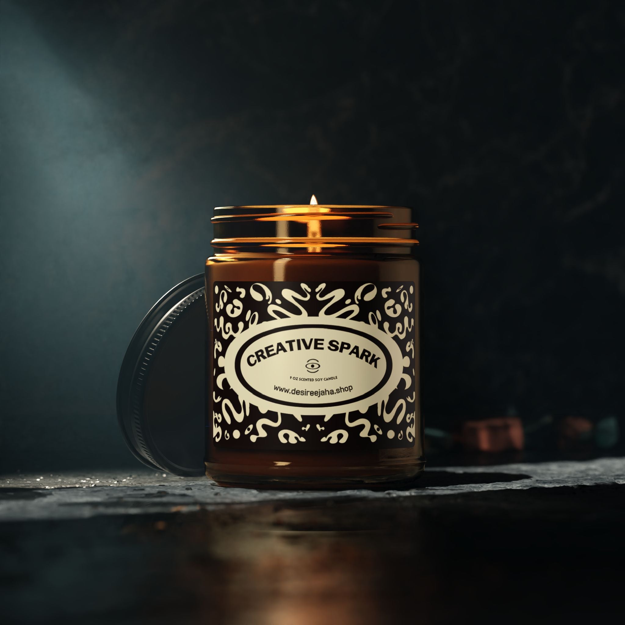Creative Spark Scented Soy Aromatherapy Candle — Amber Jar