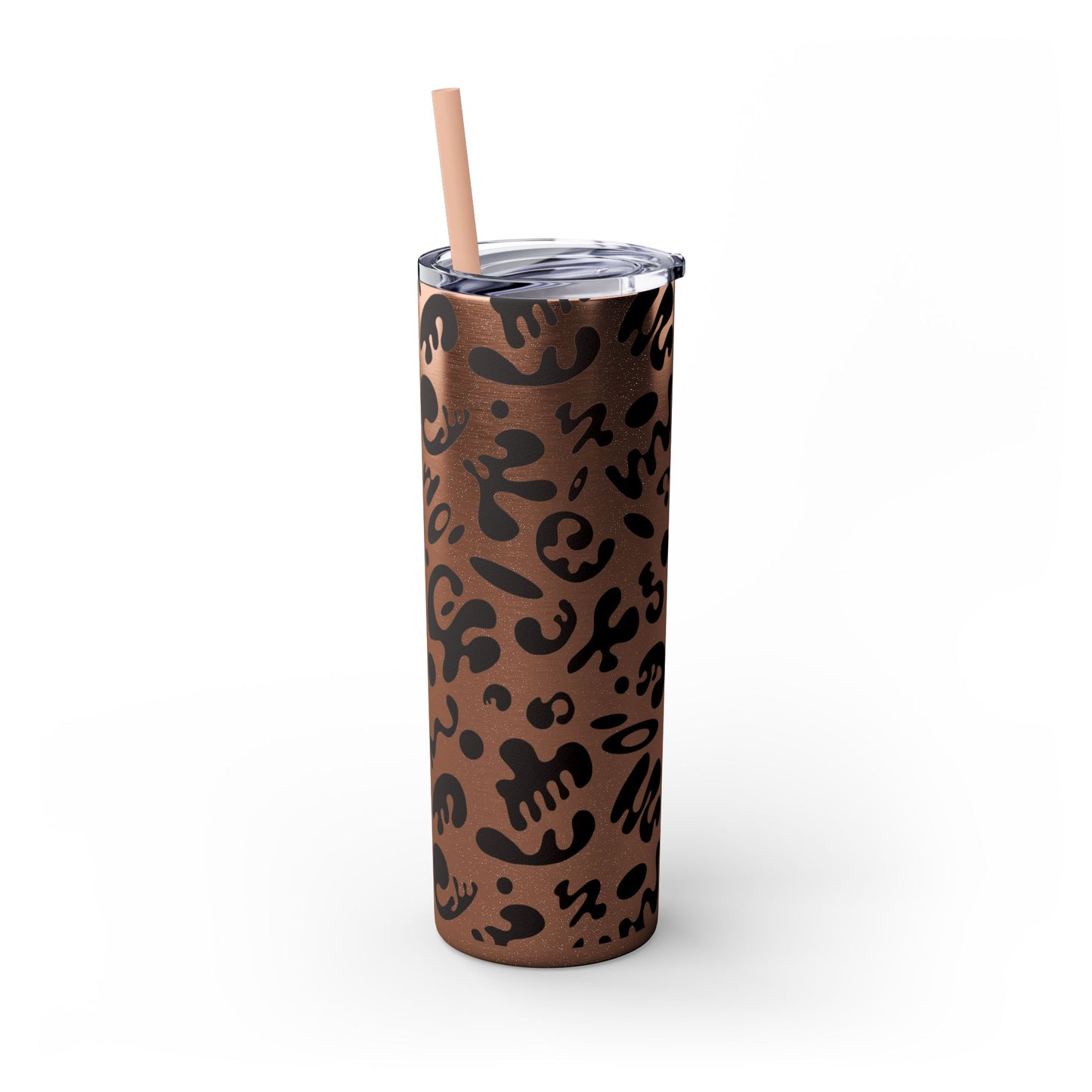 NOURISH'D SKINNY COLOR TUMBLER w Straw - Smoke Black Print