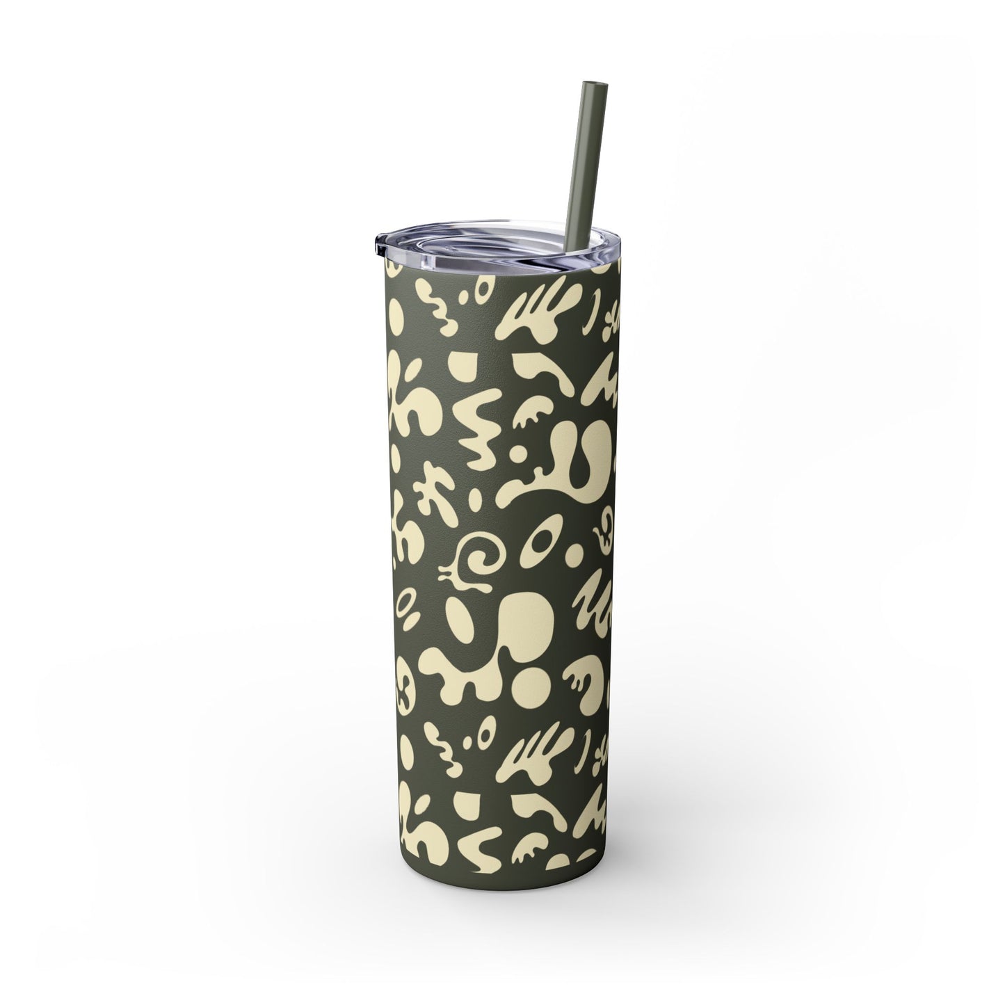 NOURISH'D SKINNY COLOR TUMBLER w Straw - Warm White Print