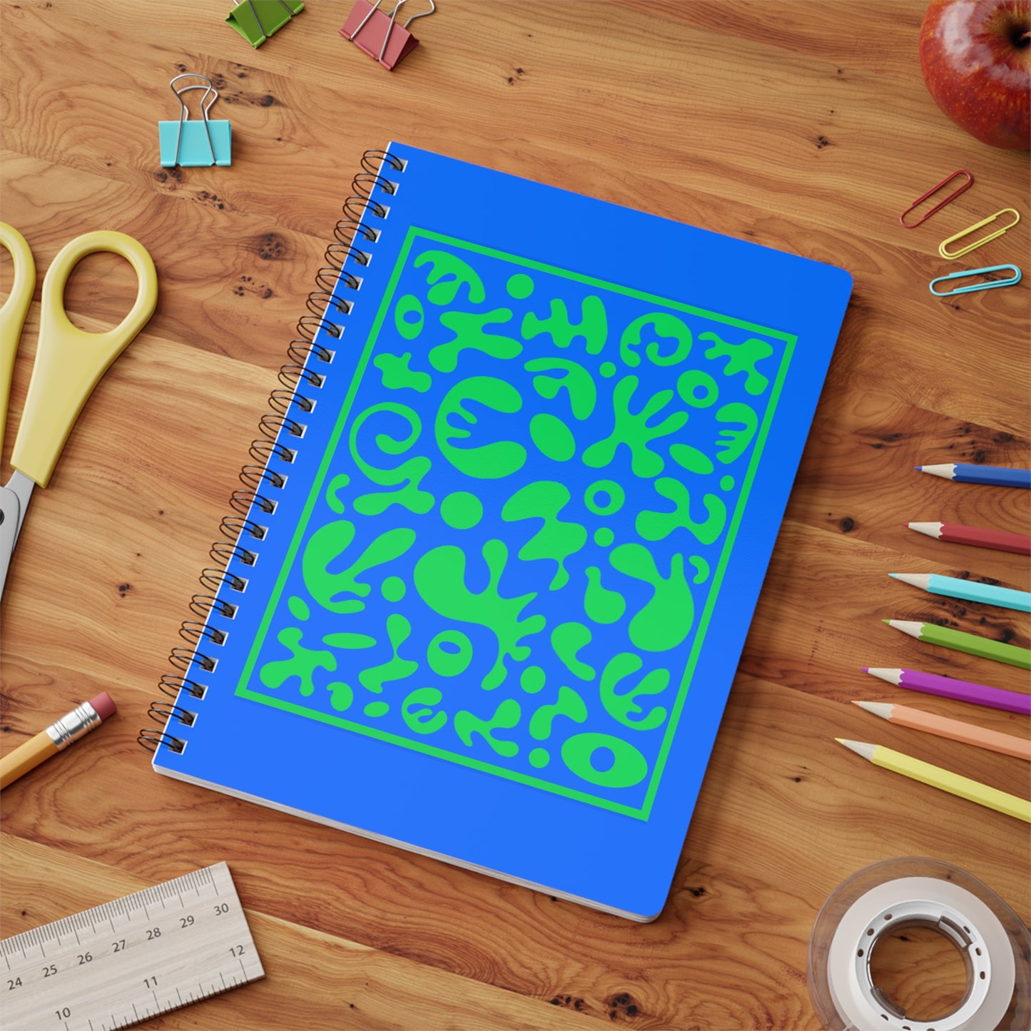 DEEP DREAM WIROBOUND SOFTCOVER A5 SPIRAL NOTEBOOK - Blue & Green